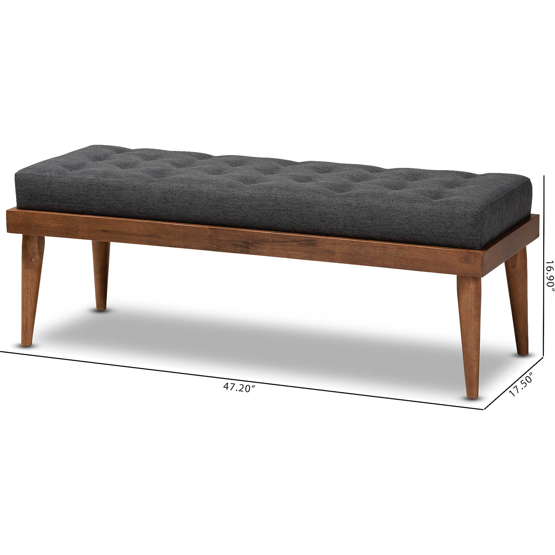 Seattle Fabric Upholstered Bench Charcoal/Walnut