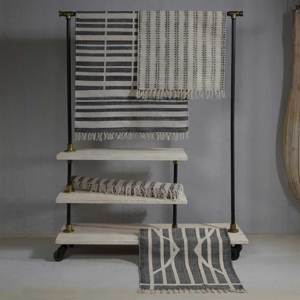 Sawtooth Stripe Block Print Runner Rug