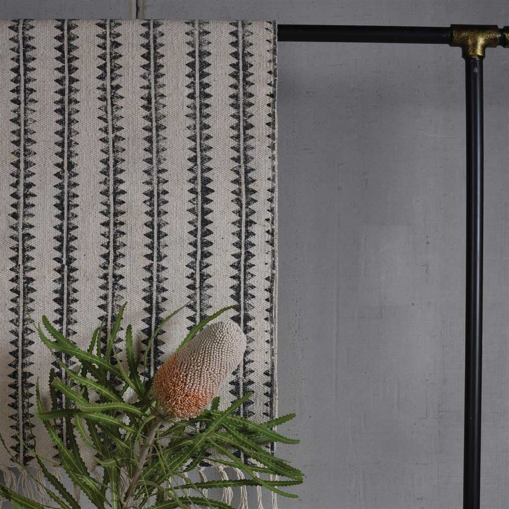 Sawtooth Stripe Block Print Area Rug