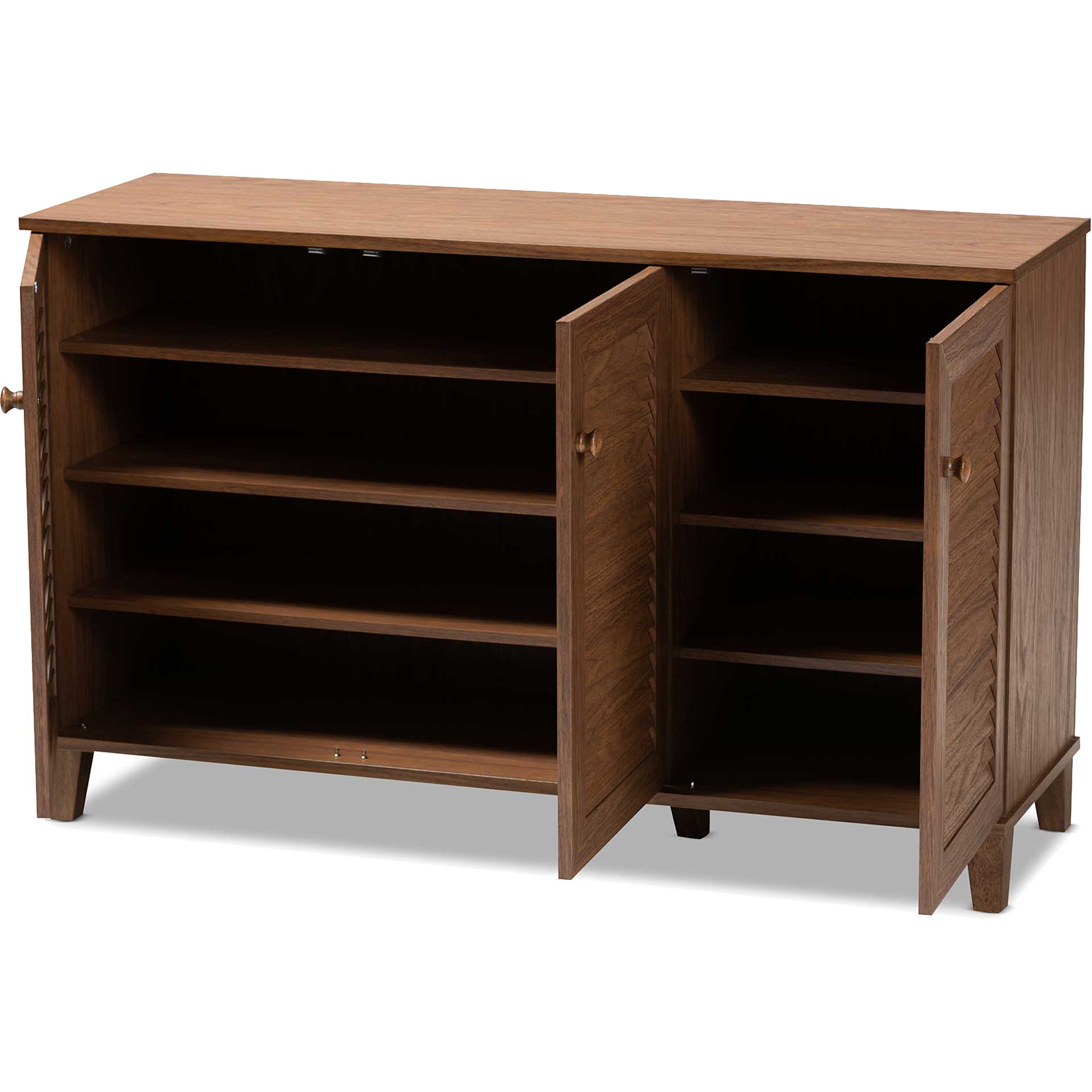 Seattle 8-Shelf Wood Shoe Cabinet Walnut
