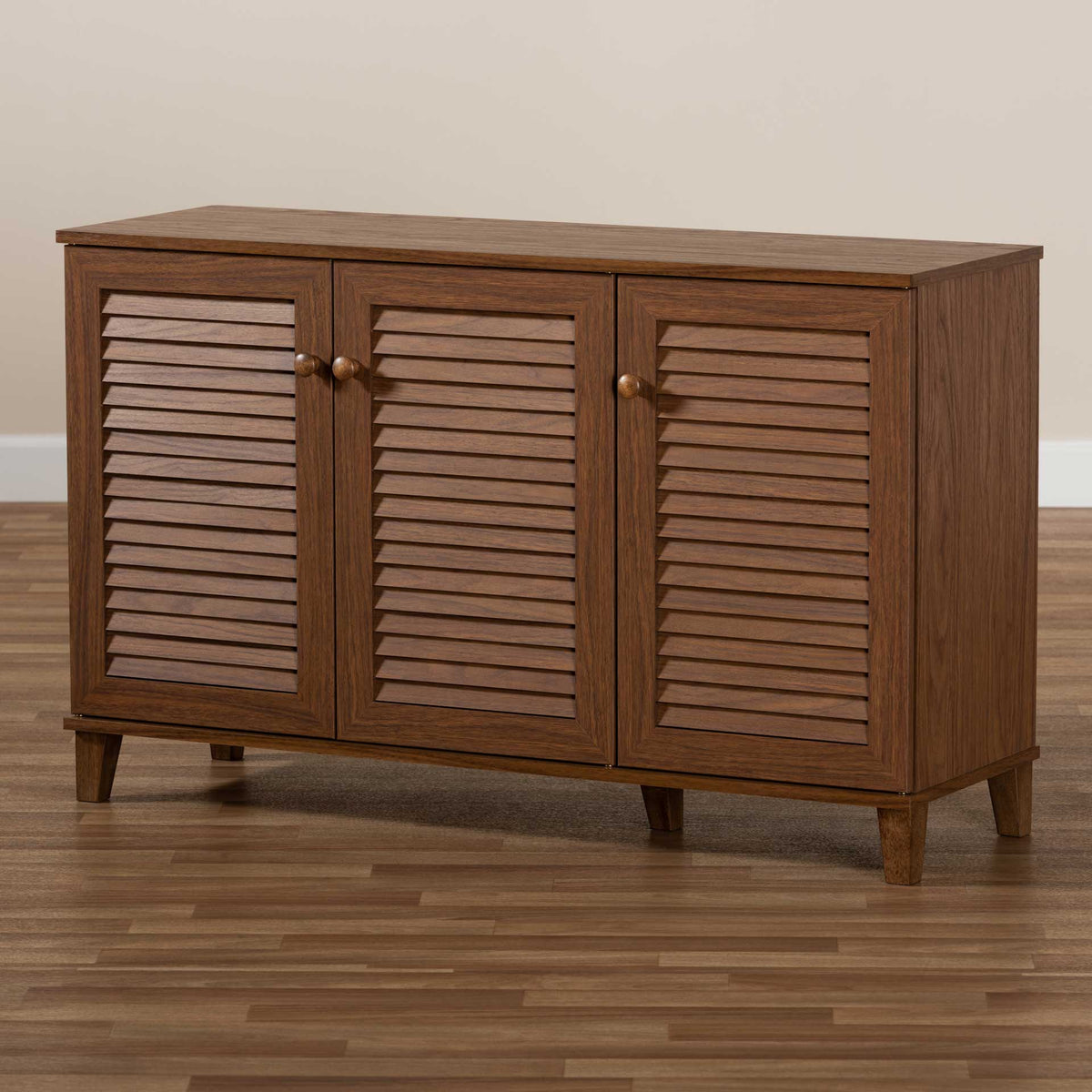 Seattle 8-Shelf Wood Shoe Cabinet Walnut