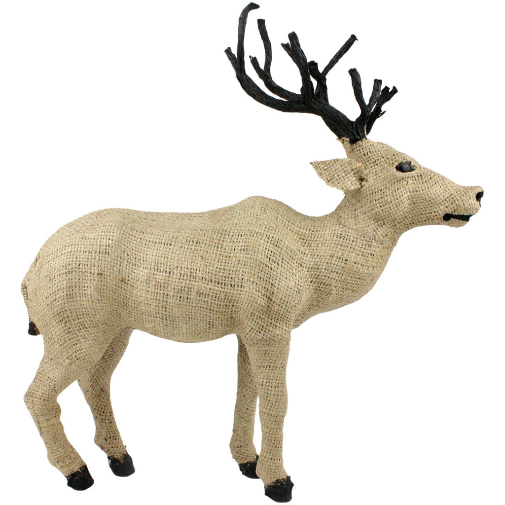 Burlap Small Stag Head Up