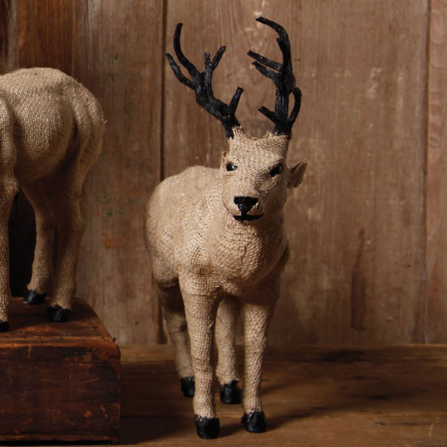 Burlap Large Stag Head Up