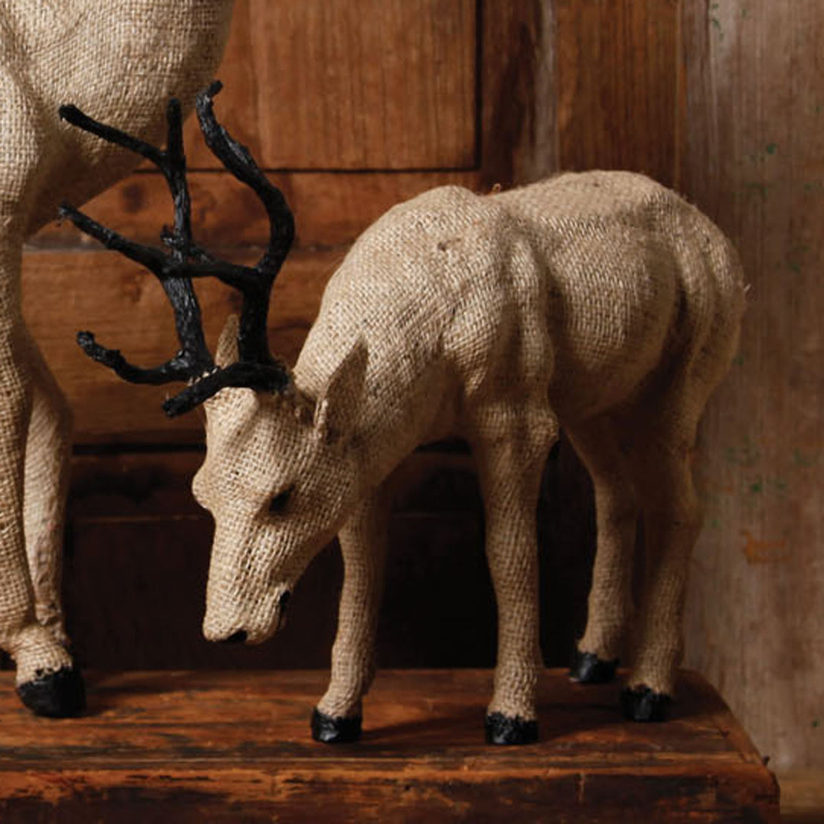 Burlap Small Stag Head Down