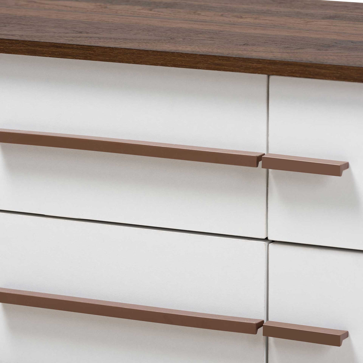 Mega 4-Drawer TV Stand White/Walnut