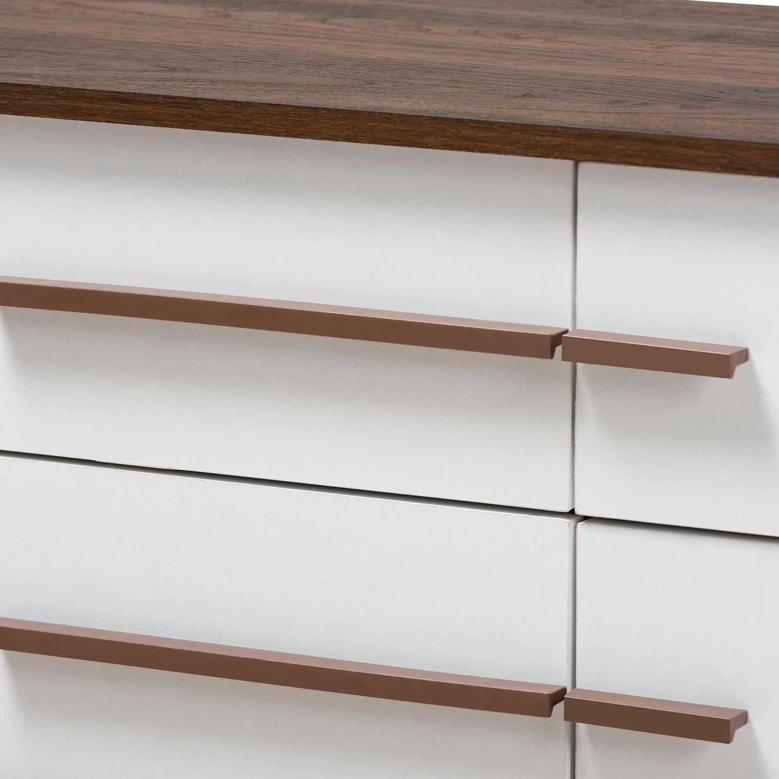 Mega 4-Drawer TV Stand White/Walnut