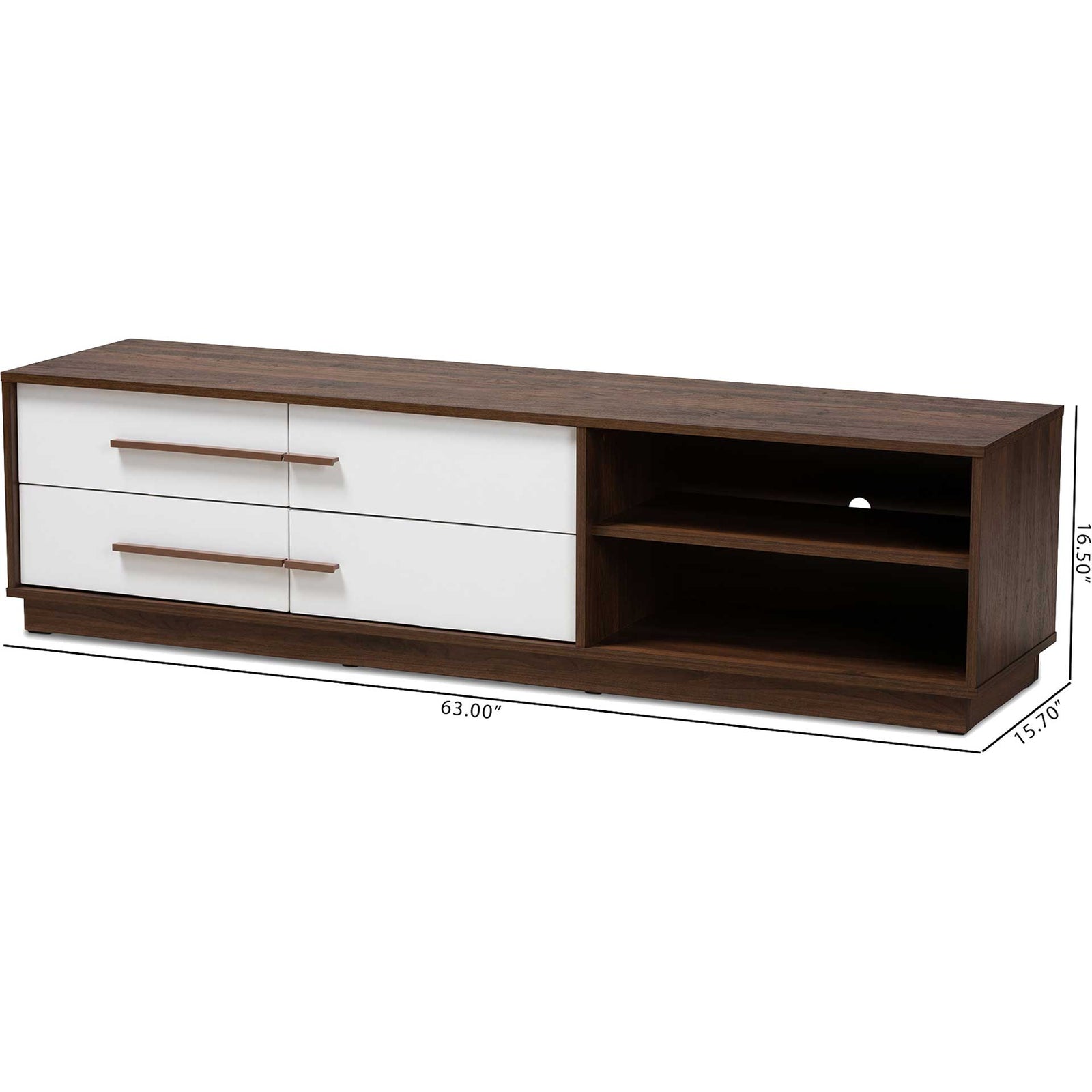 Mega 4-Drawer TV Stand White/Walnut