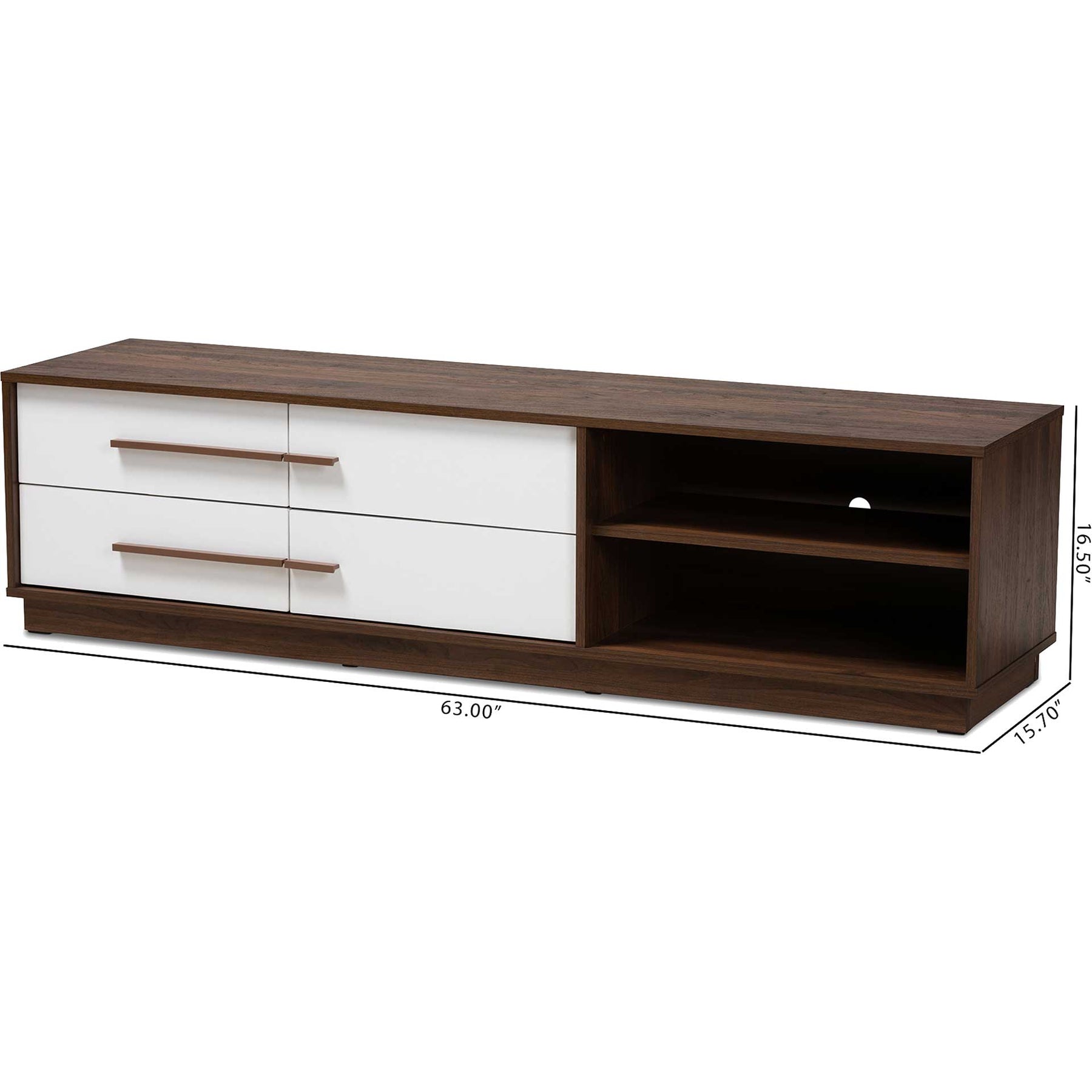 Mega 4-Drawer TV Stand White/Walnut - Froy.com