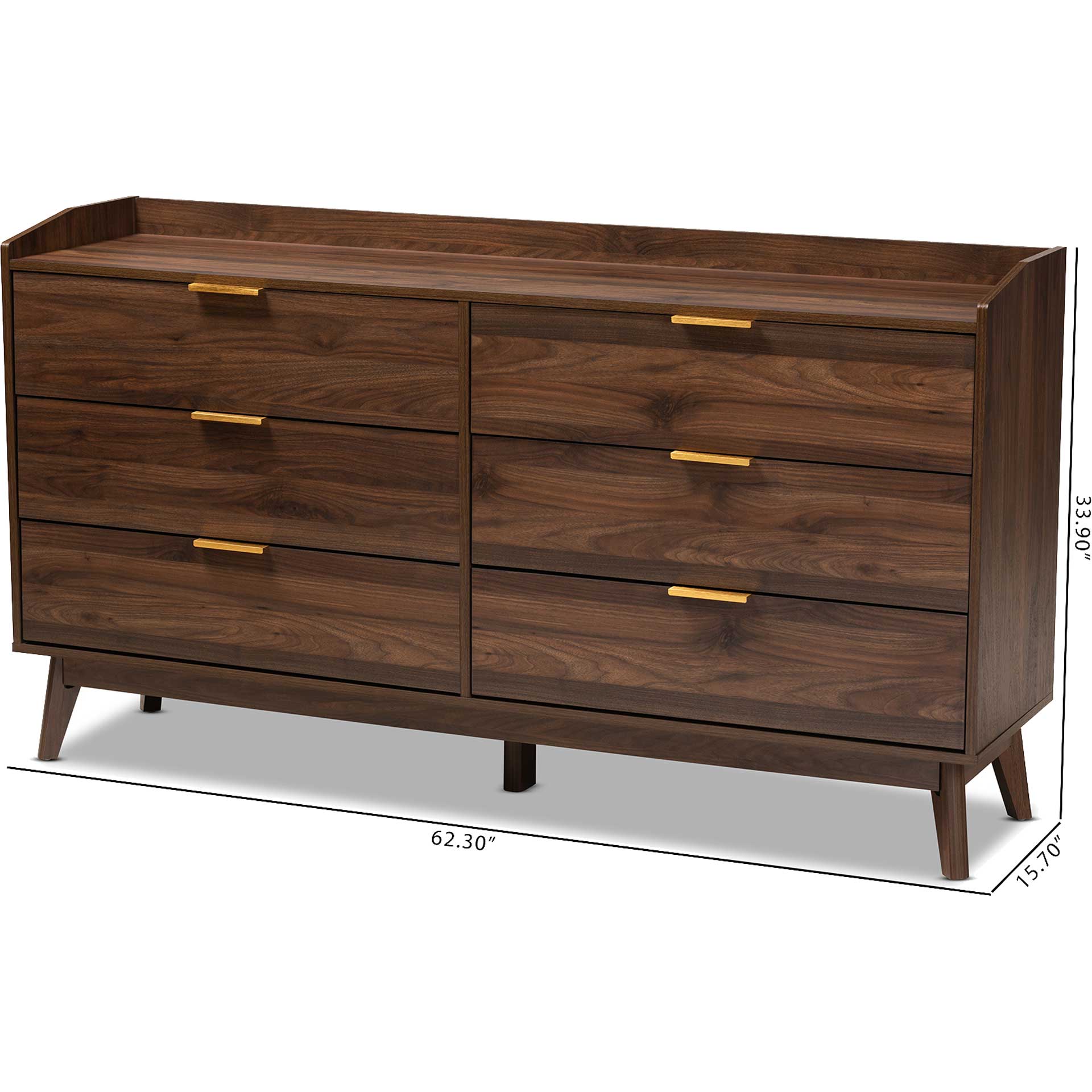 Lena Walnut Brown 6 Drawer Wood Dresser | Baxton Studio Lena Walnut Brown 6 Drawer Wood Dresser | Baxton Studio