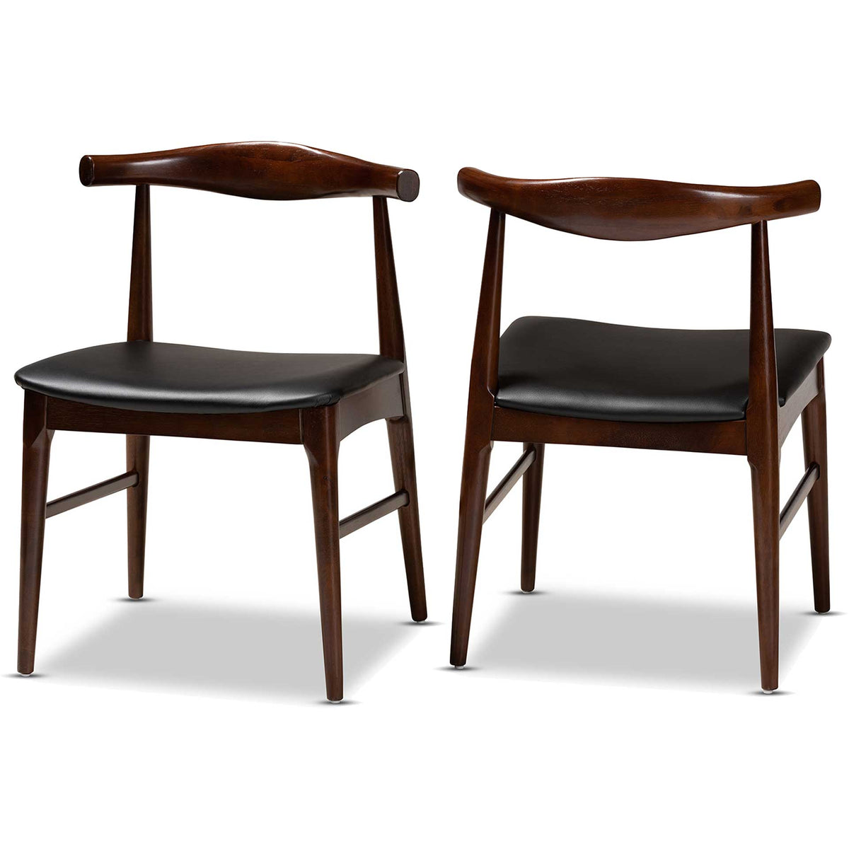Seattle Wood Dining Chair Black/Walnut (Set of 2)