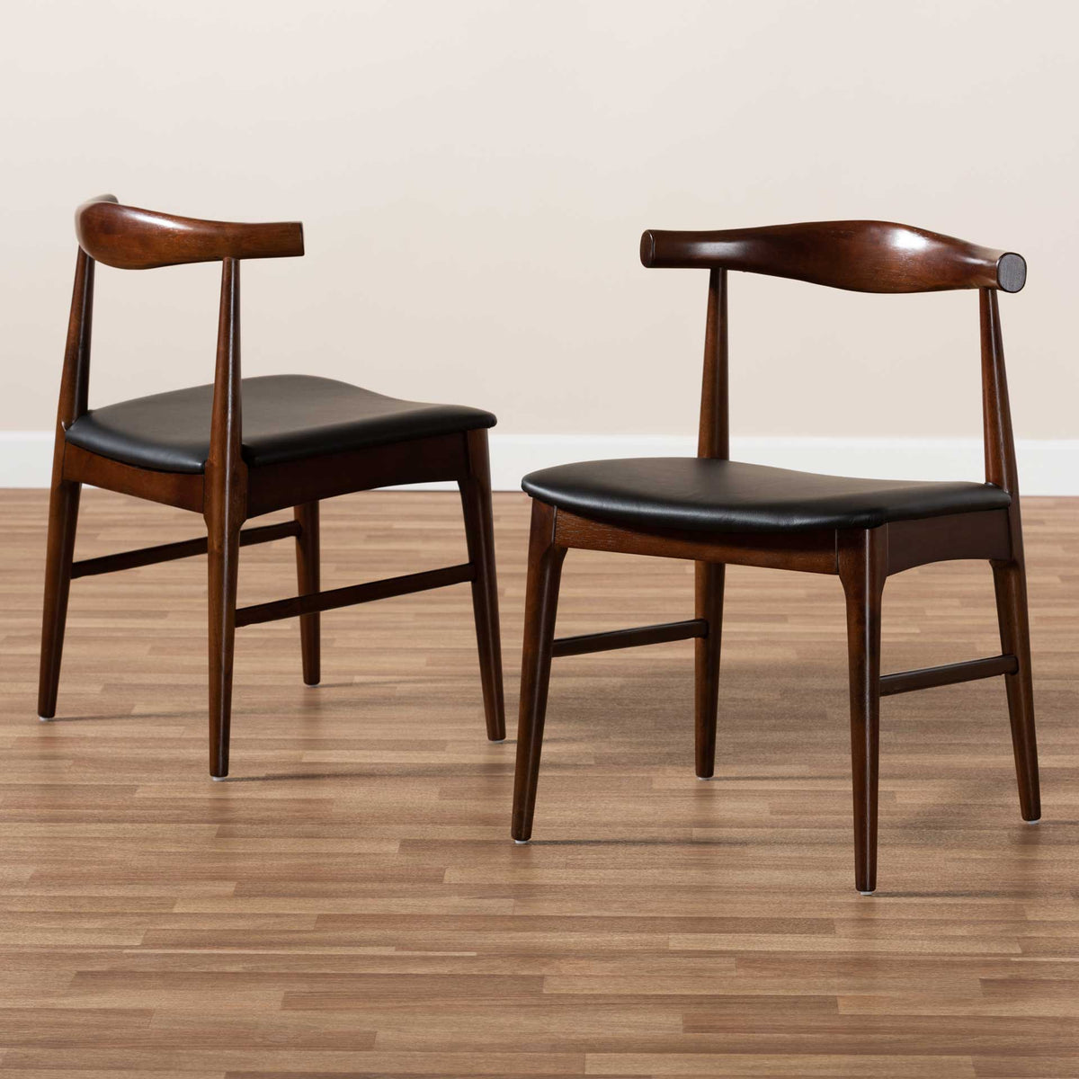 Seattle Wood Dining Chair Black/Walnut (Set of 2)