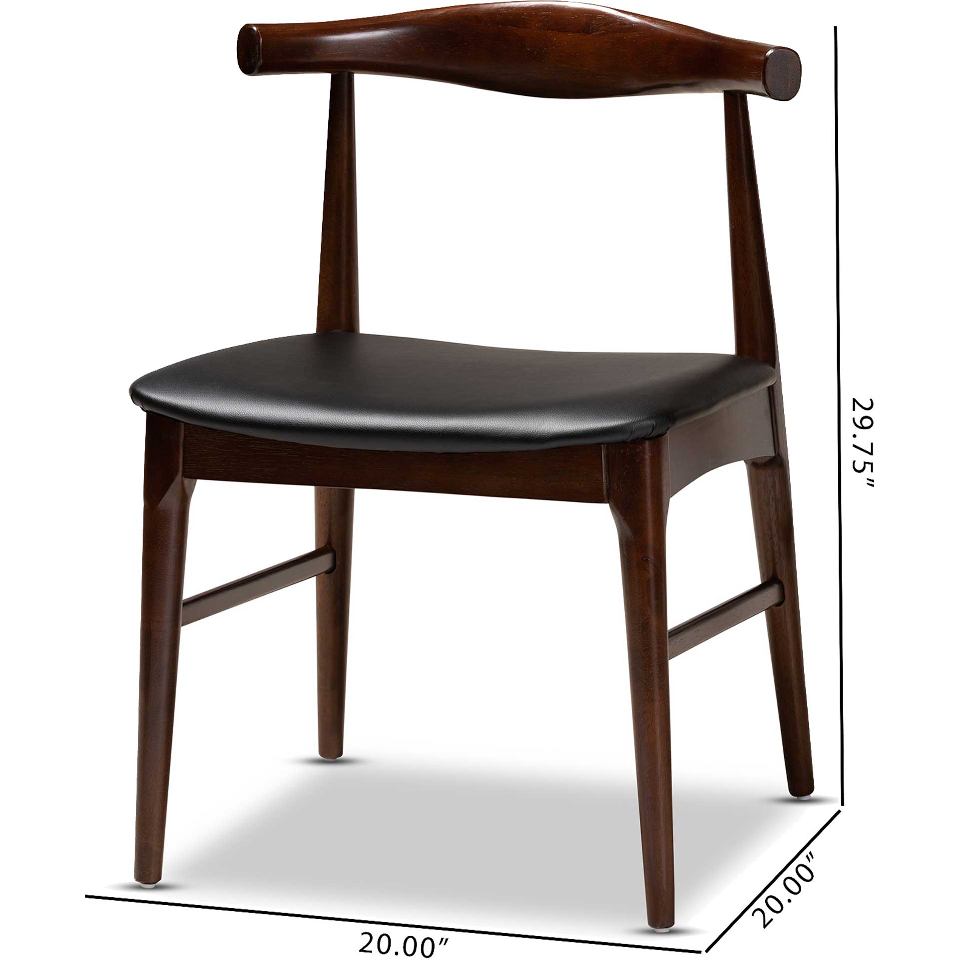Seattle Wood Dining Chair Black/Walnut (Set of 2)