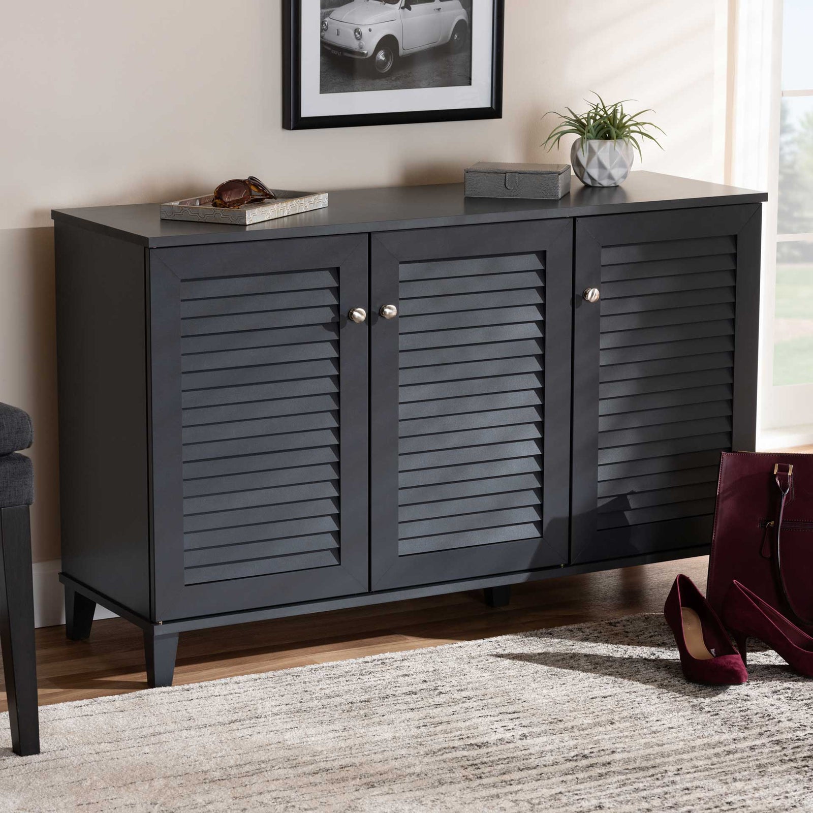 Seattle 8-Shelf Wood Shoe Cabinet Gray