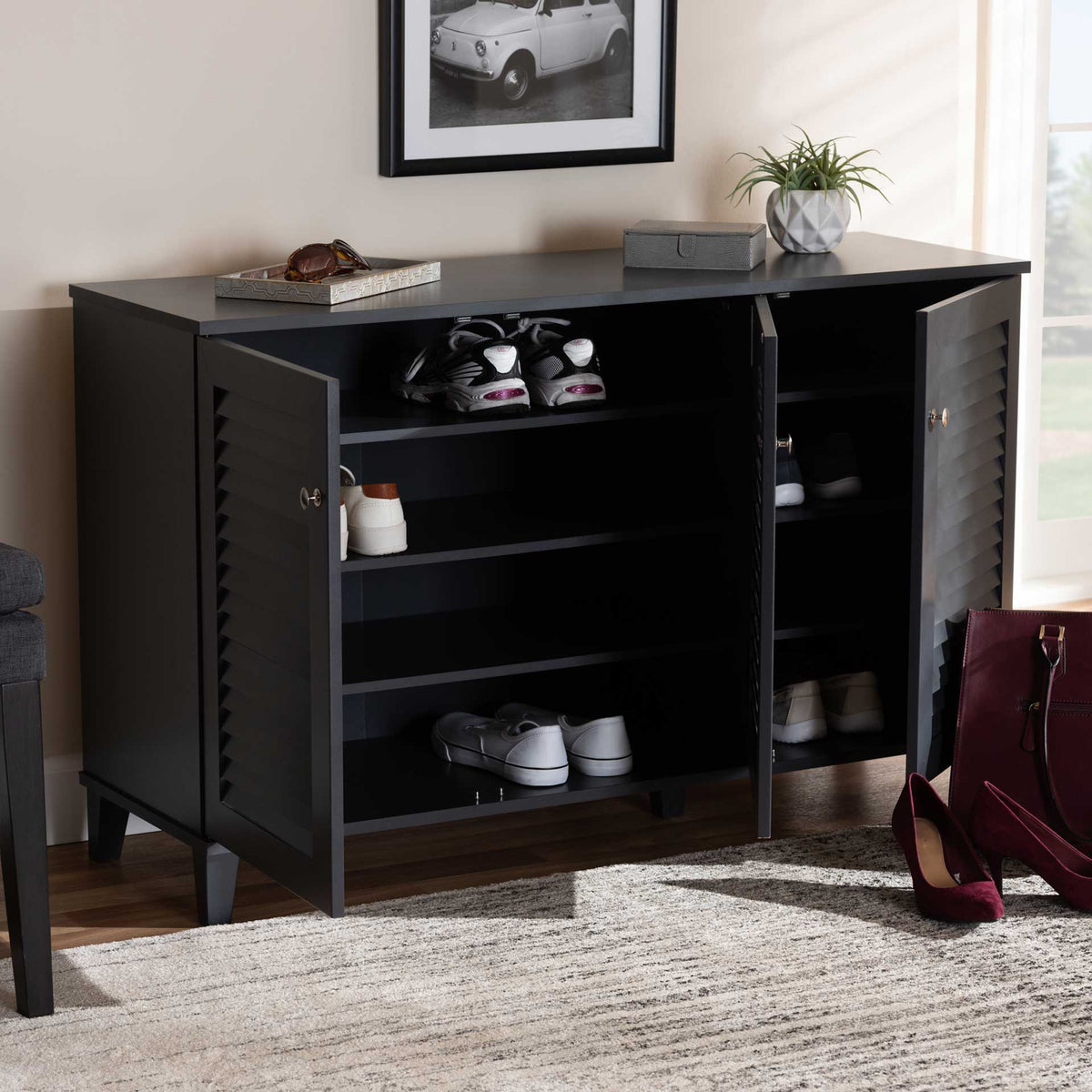 Seattle 8-Shelf Wood Shoe Cabinet Gray
