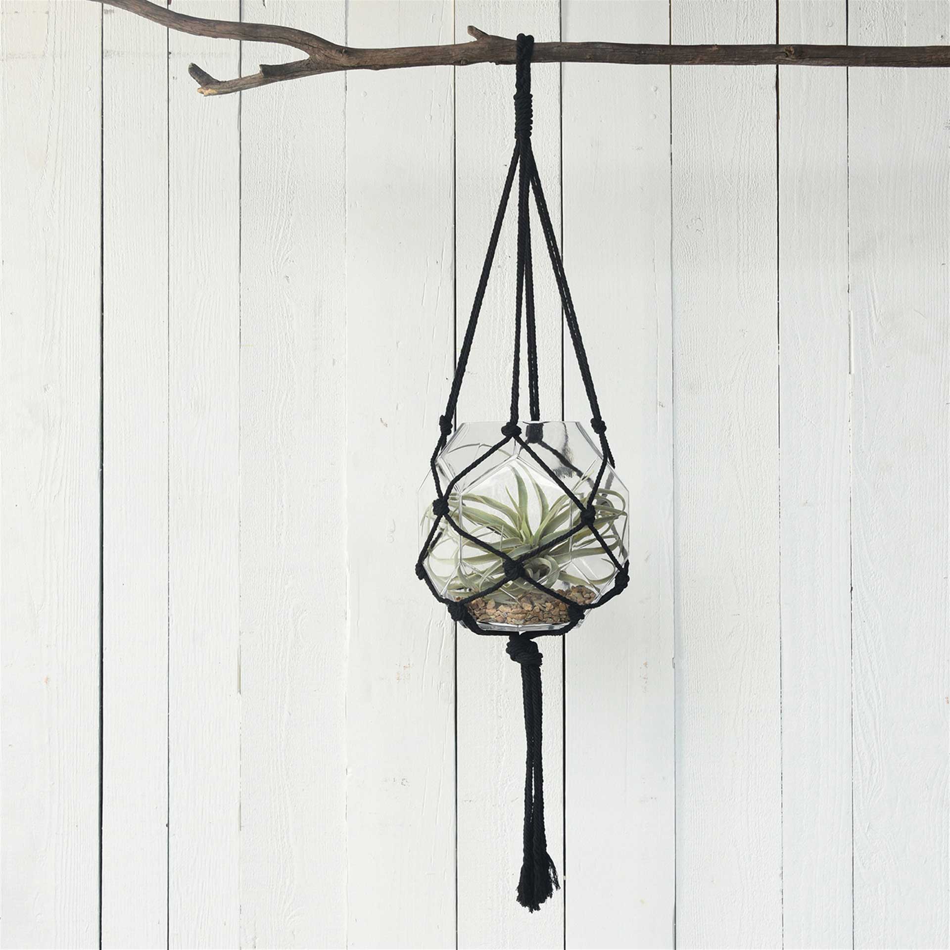 black macrame hanging planter Macrame Hanger Cotton Black