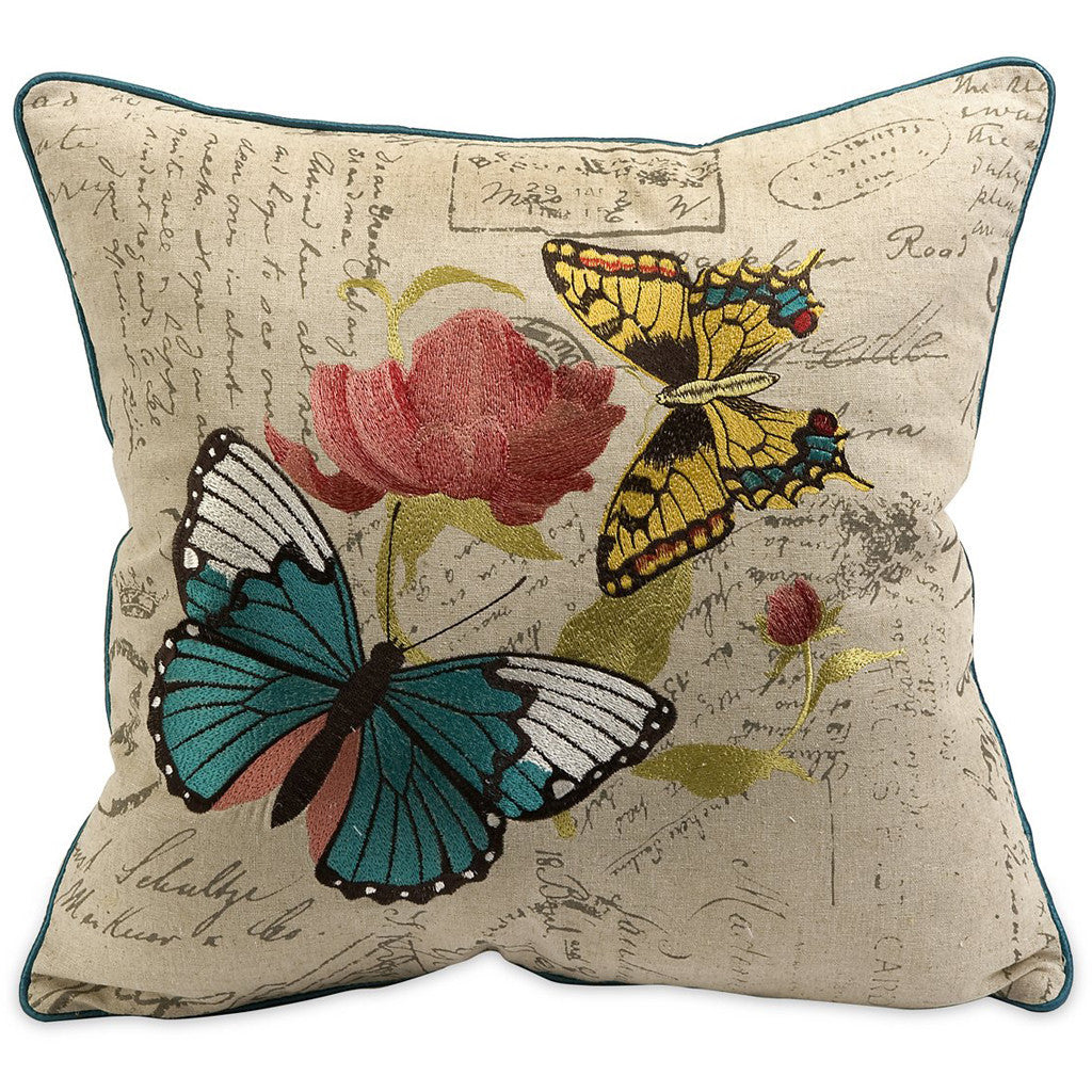 Mobile Embroidered Butterfly Pillow