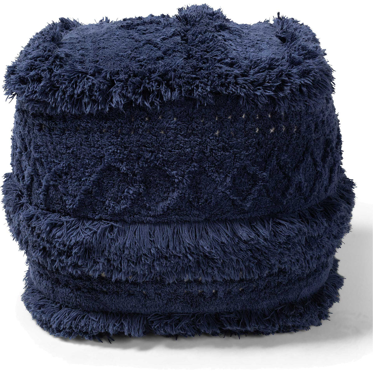 Cutler Handwoven Cotton Pouf Navy