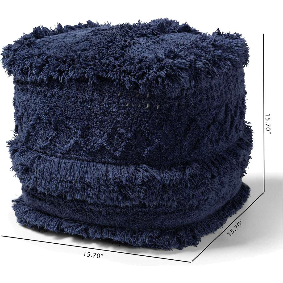 Cutler Handwoven Cotton Pouf Navy