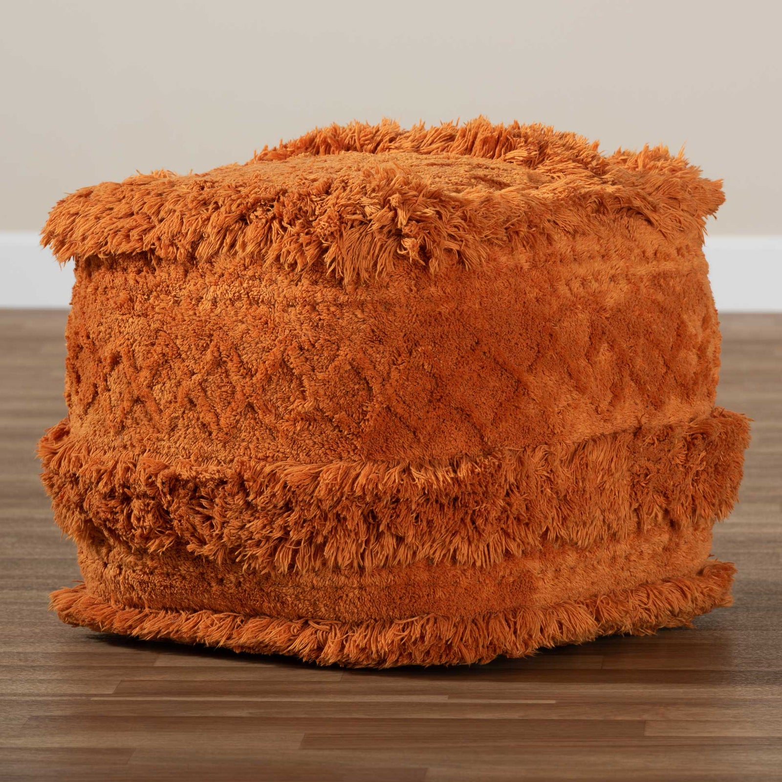 Cutler Handwoven Cotton Pouf Orange