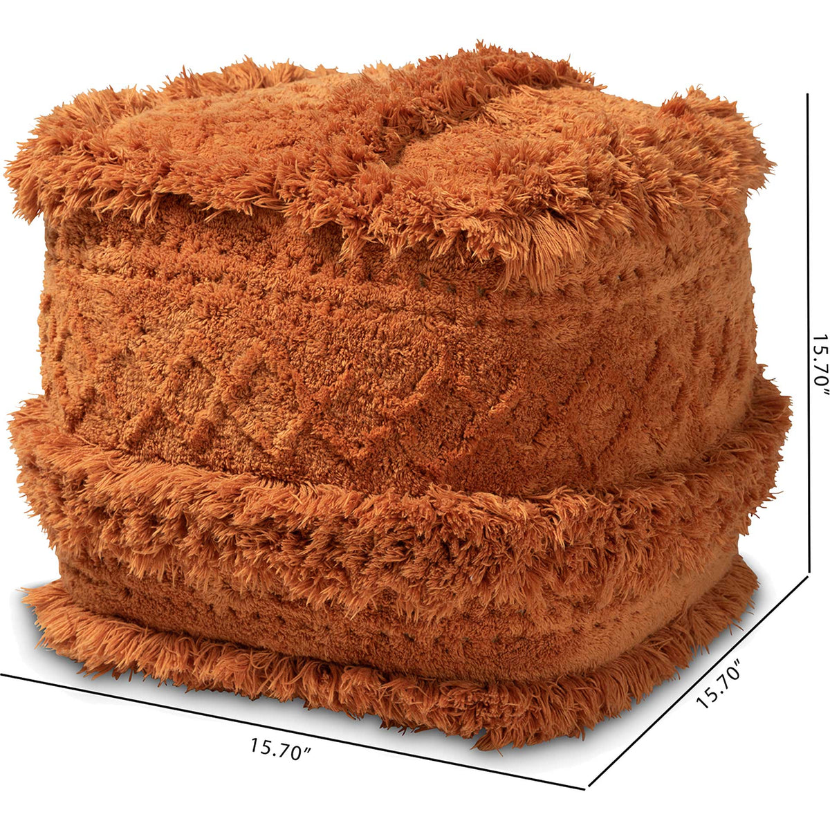 Cutler Handwoven Cotton Pouf Orange