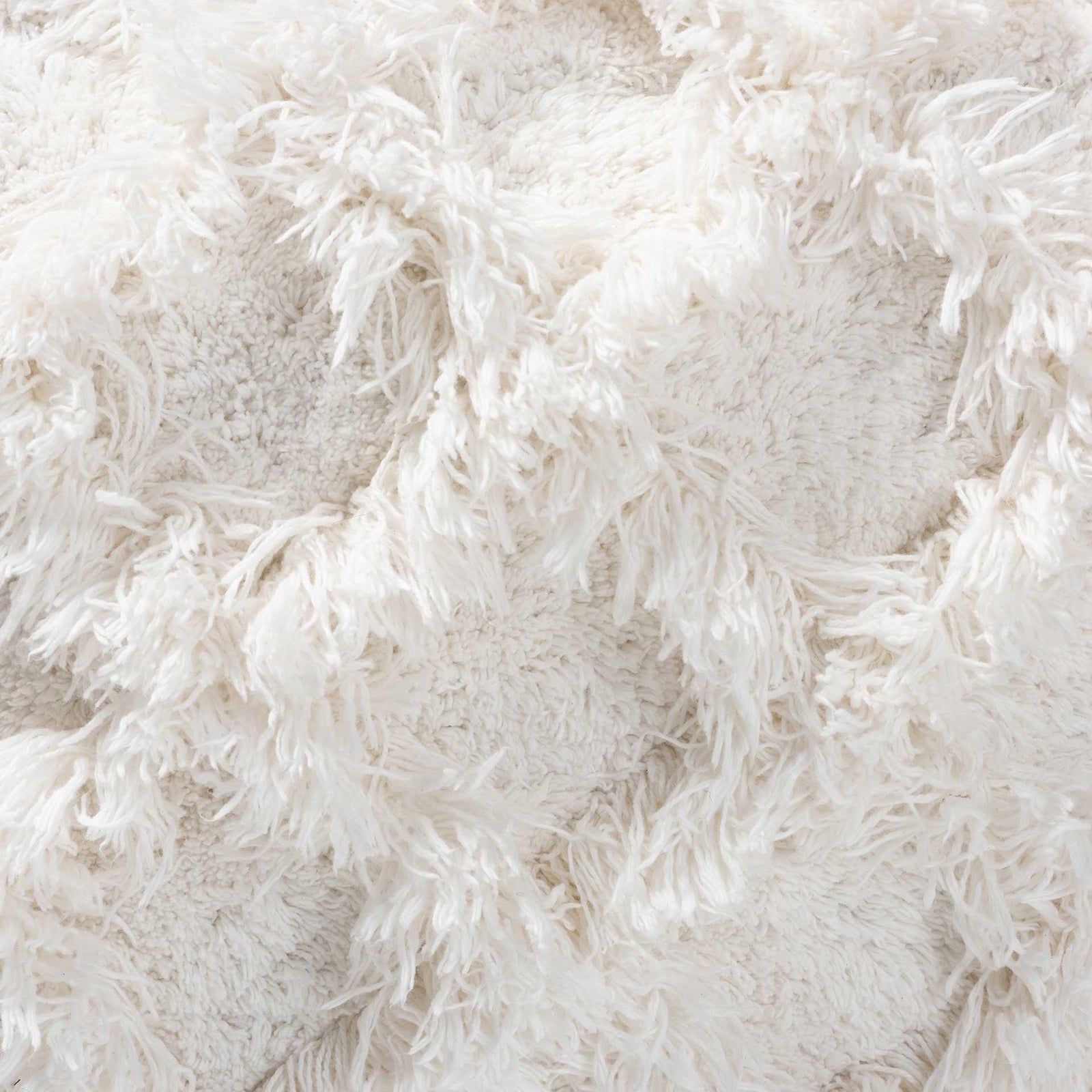 Ashley Handwoven Cotton Fringe Pouf Ivory