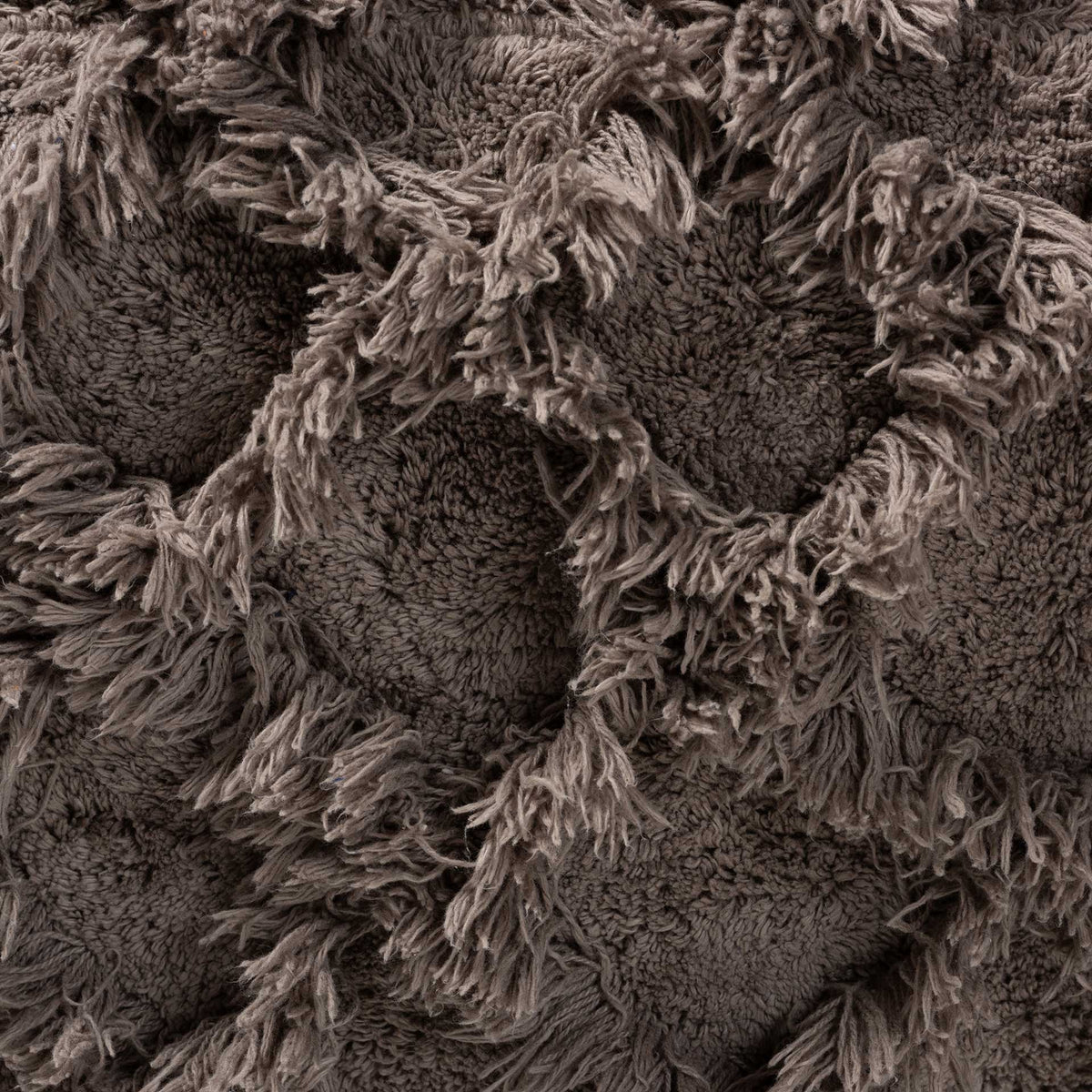 Ashley Handwoven Cotton Fringe Pouf Taupe