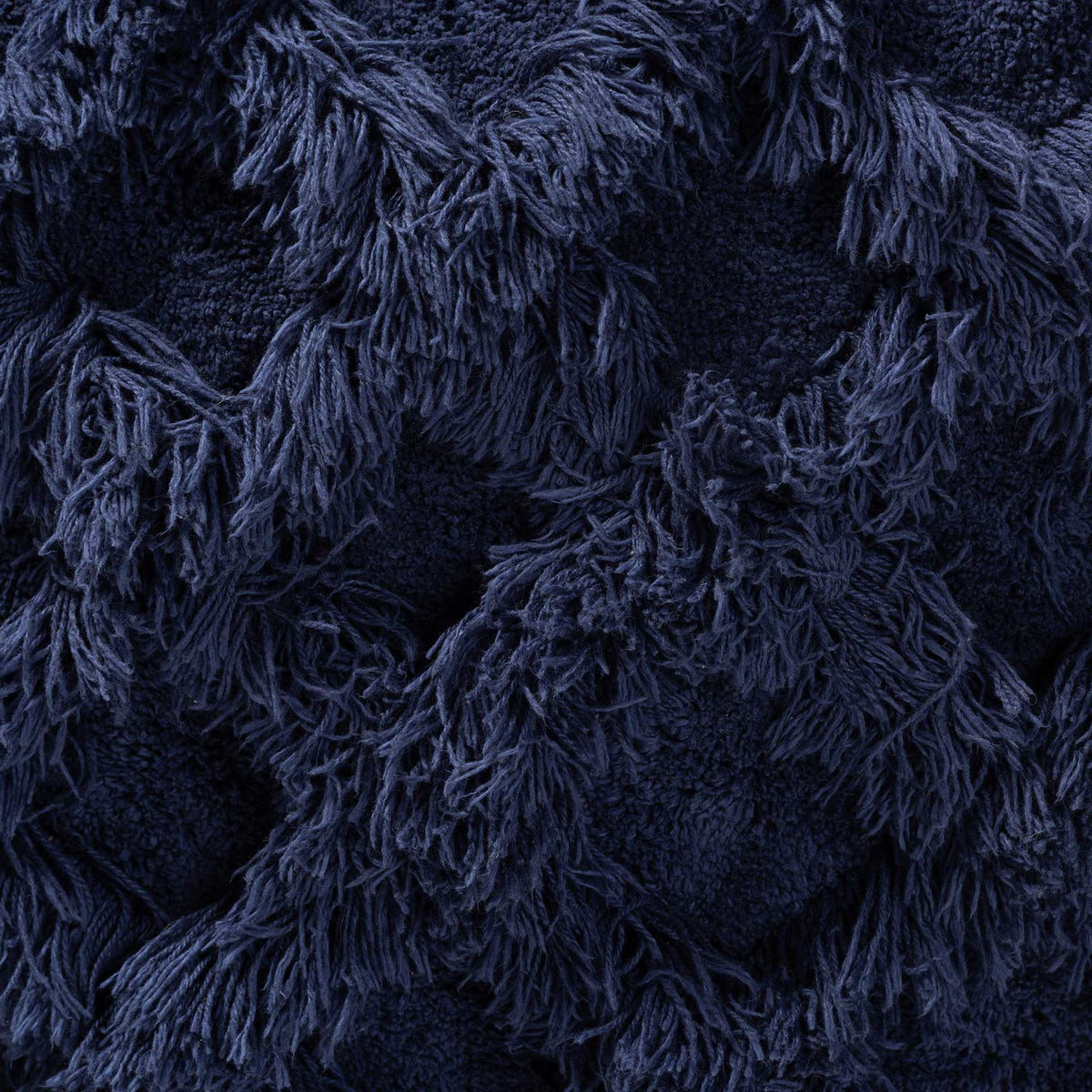 Ashley Handwoven Cotton Fringe Pouf Navy