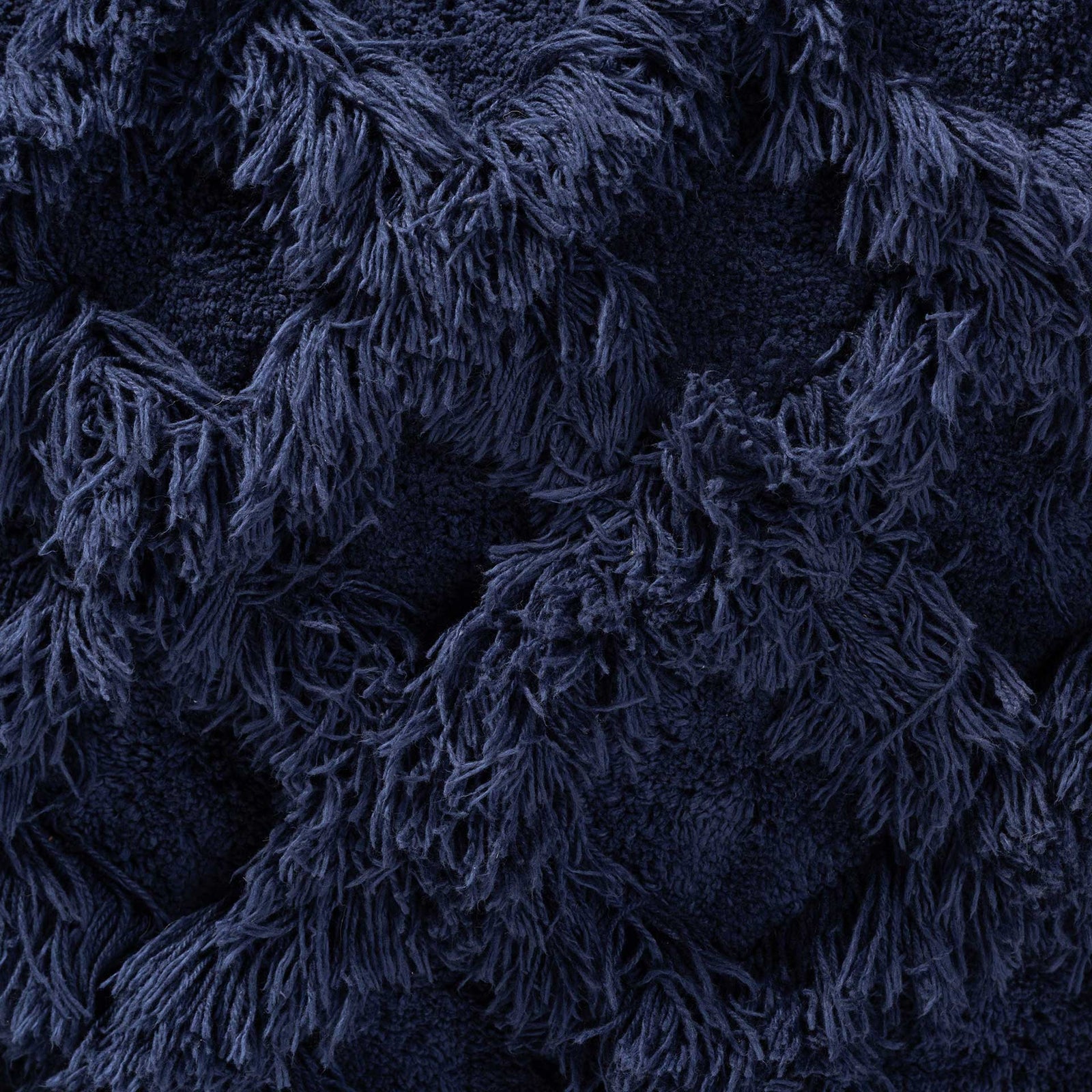 Ashley Handwoven Cotton Fringe Pouf Navy