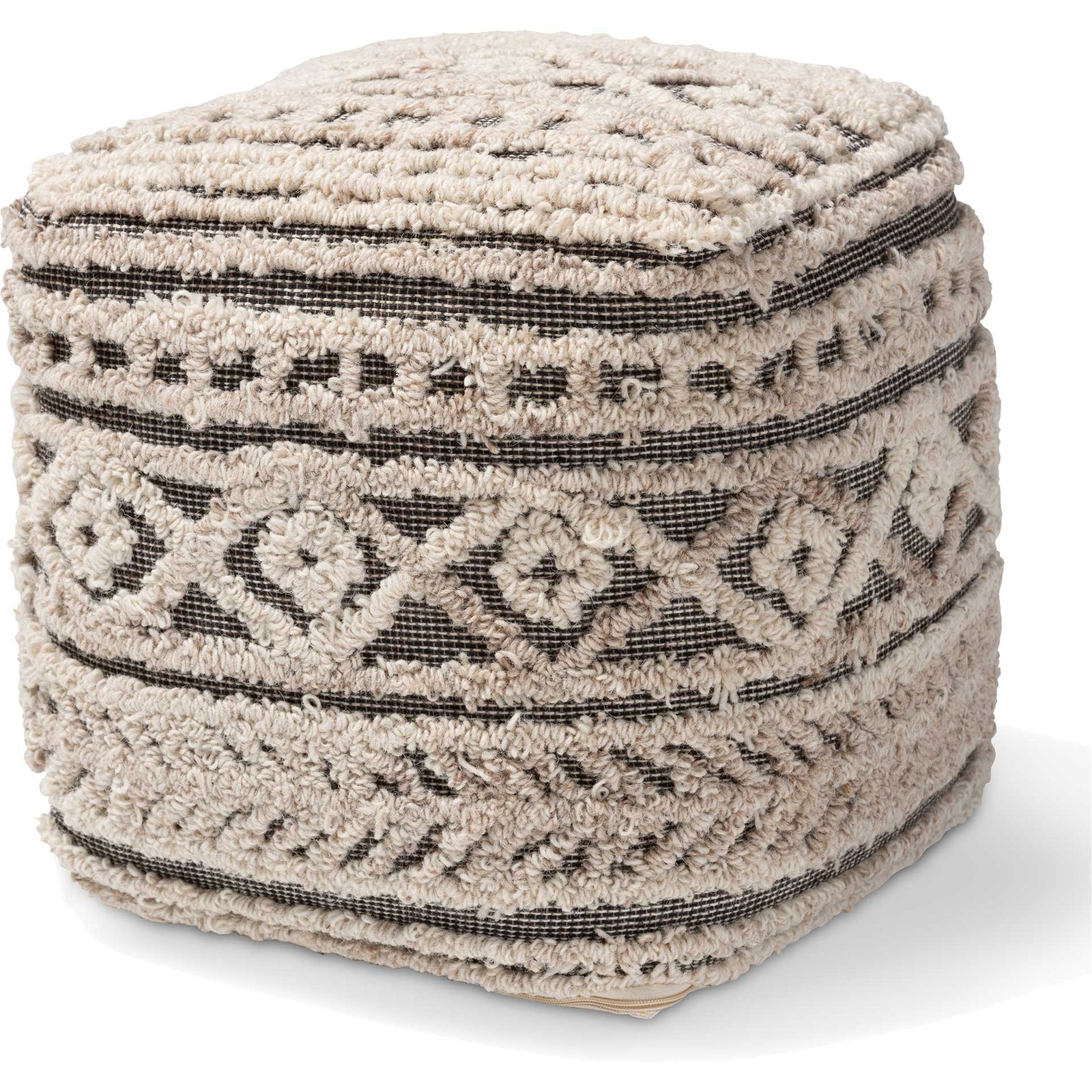 Creek Handwoven Hemp Pouf Beige/Brown