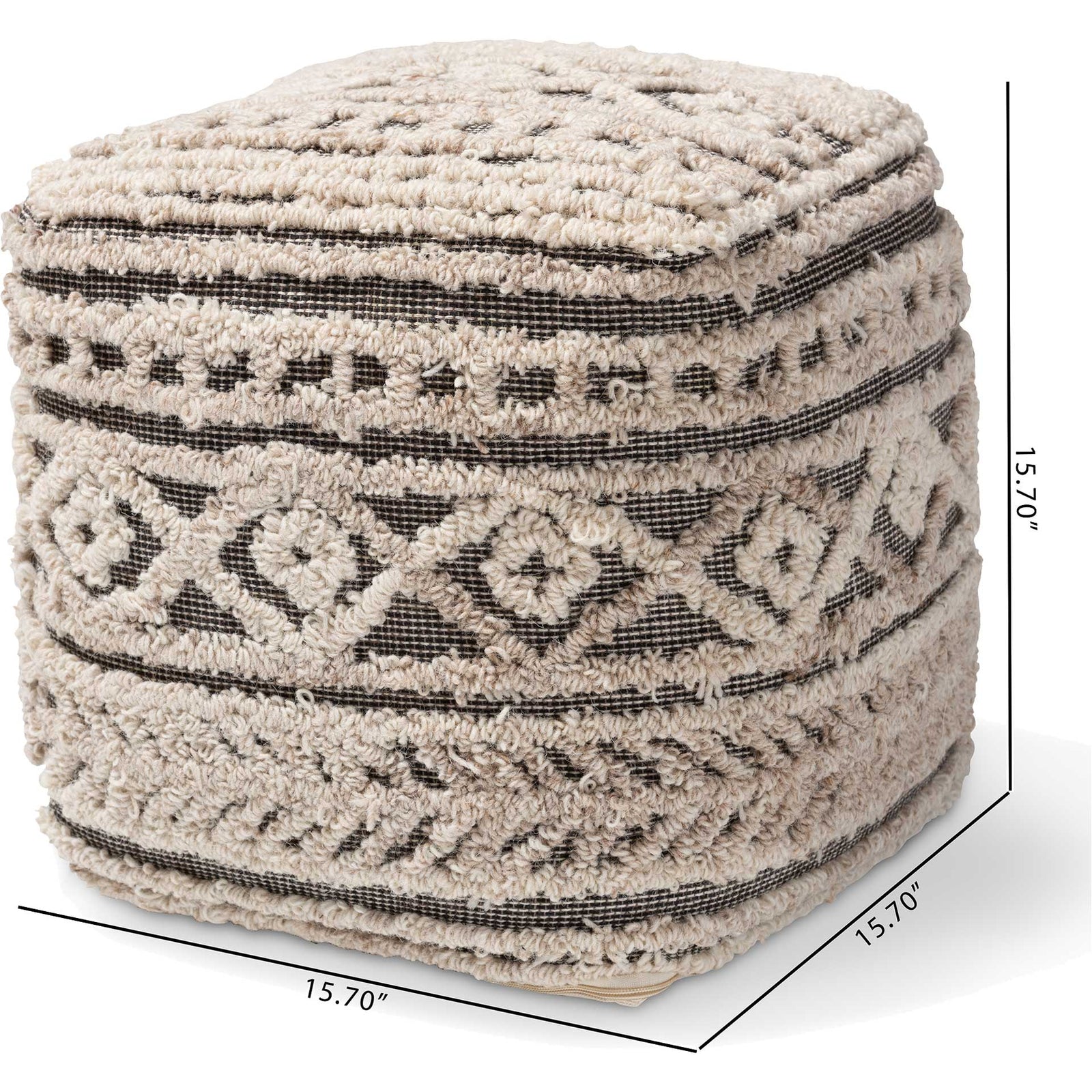 Creek Handwoven Hemp Pouf Beige/Brown