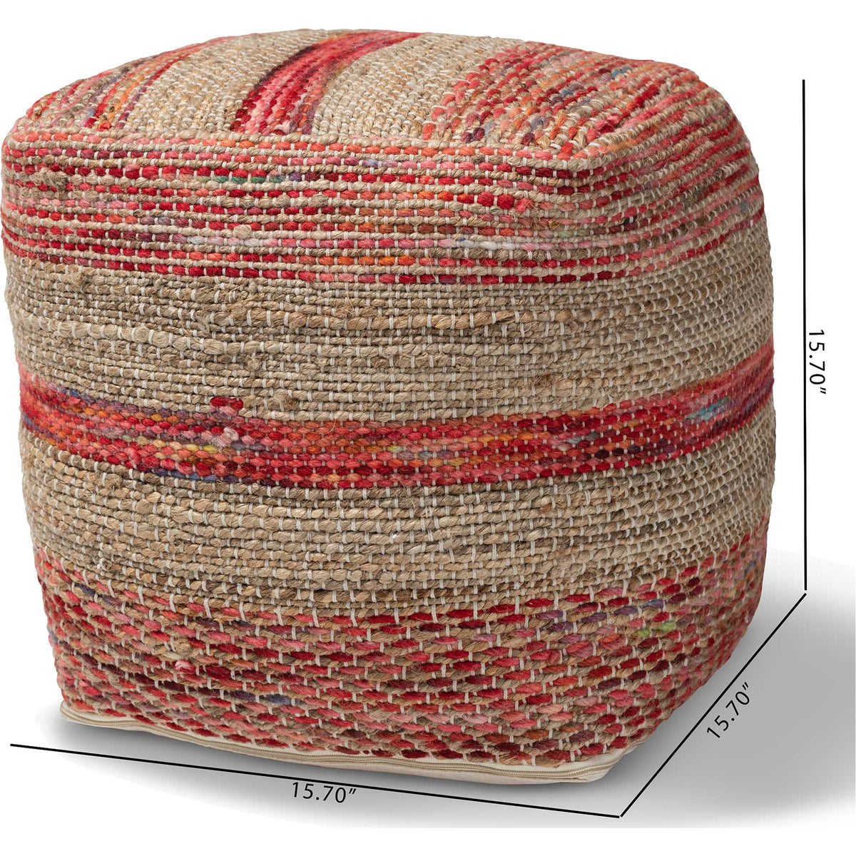 Camila Handwoven Hemp Pouf Multi/Natural