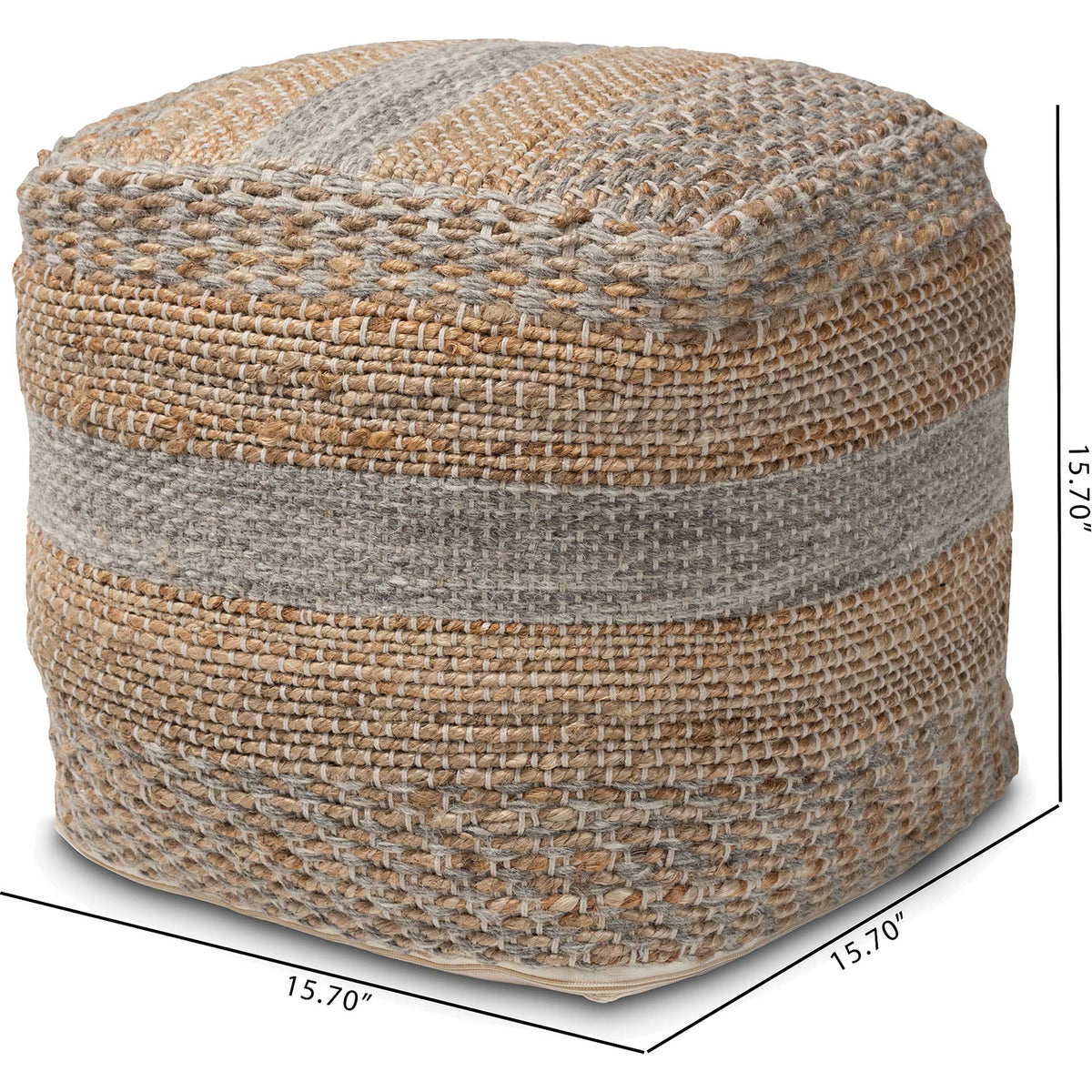 Gracey Handwoven Hemp Pouf Natural/Gray