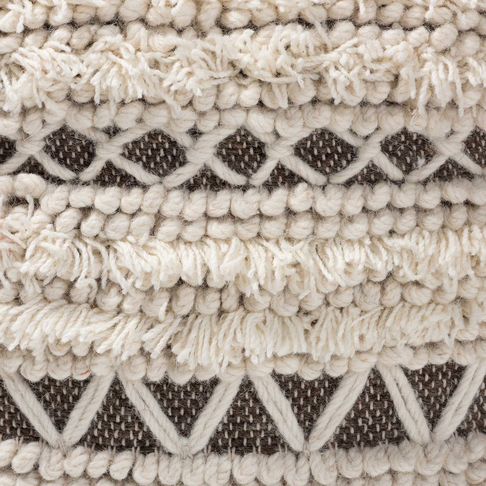 Velina Handwoven Wool Pouf Beige/Brown