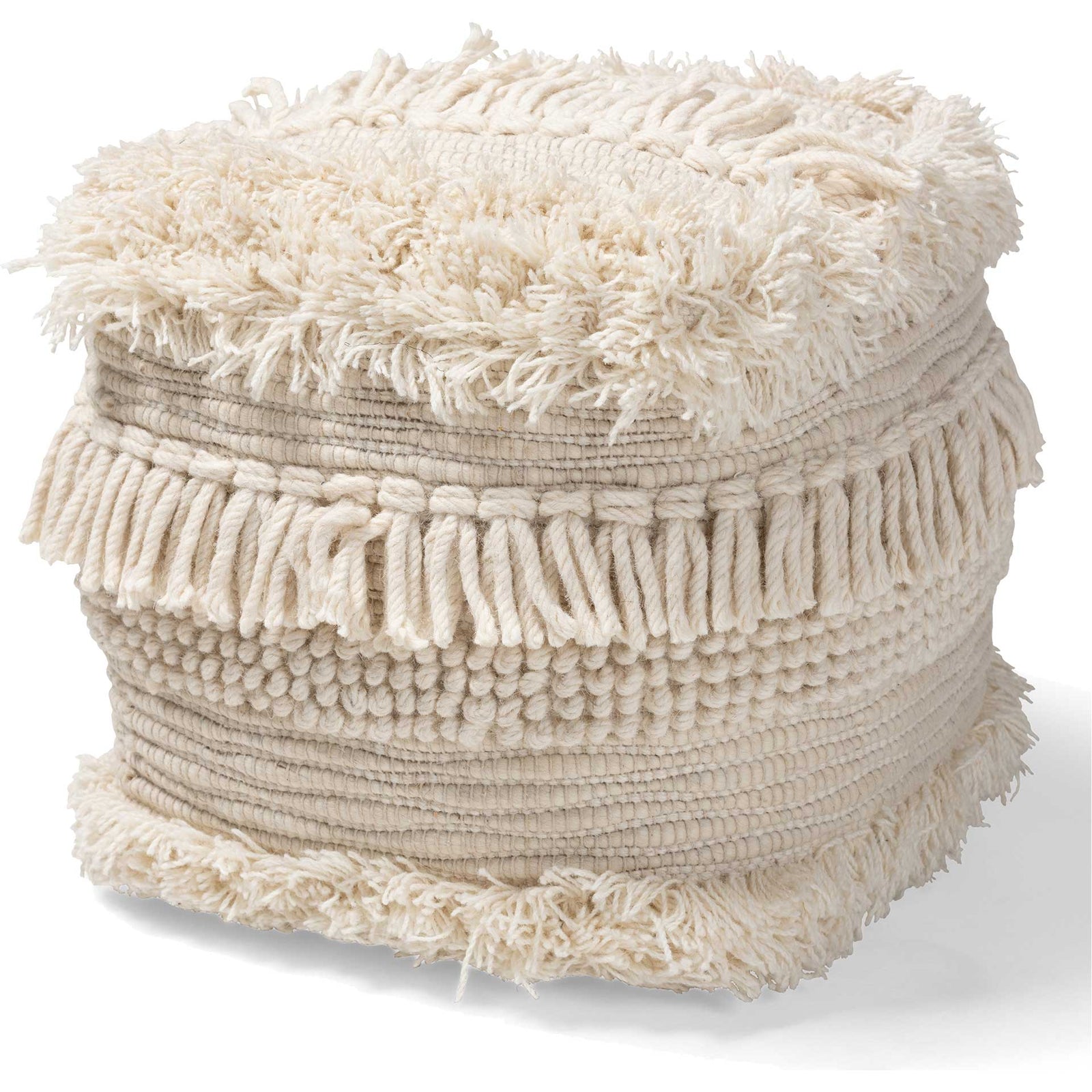 Bailey Handwoven Cotton Pouf Beige