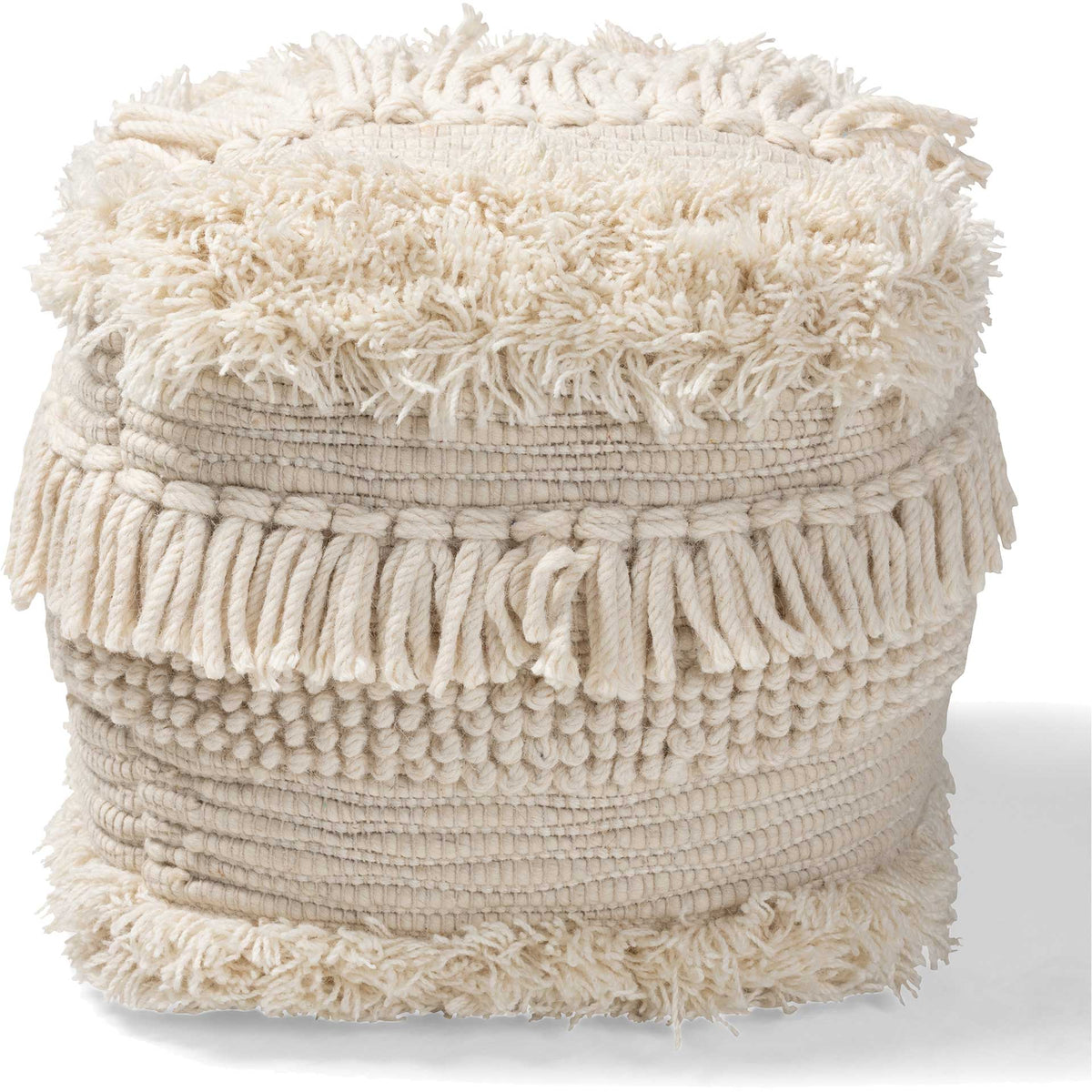 Bailey Handwoven Cotton Pouf Beige