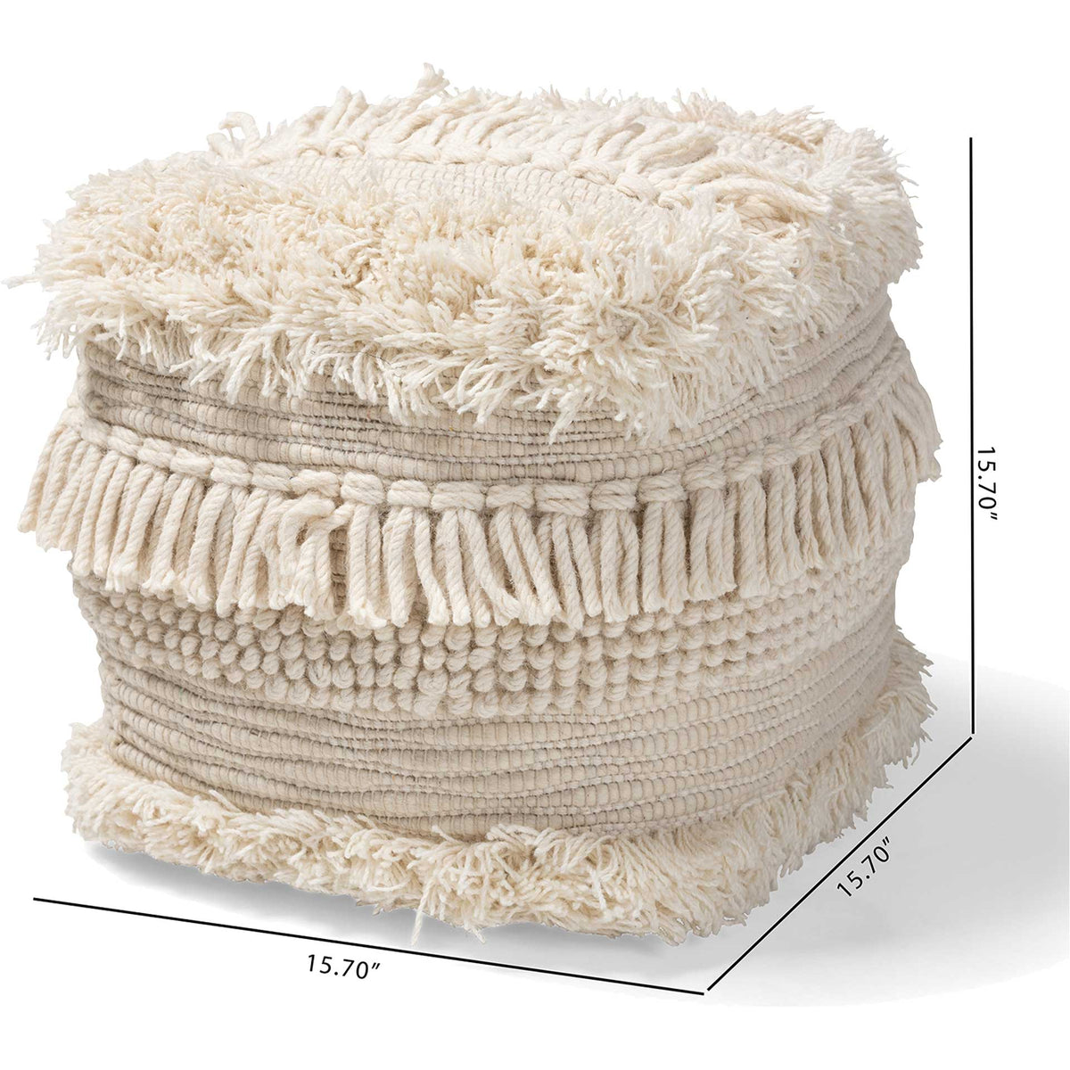 Bailey Handwoven Cotton Pouf Beige