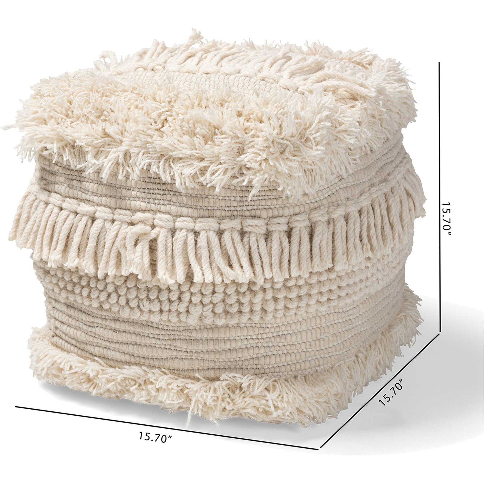 Bailey Handwoven Cotton Pouf Beige