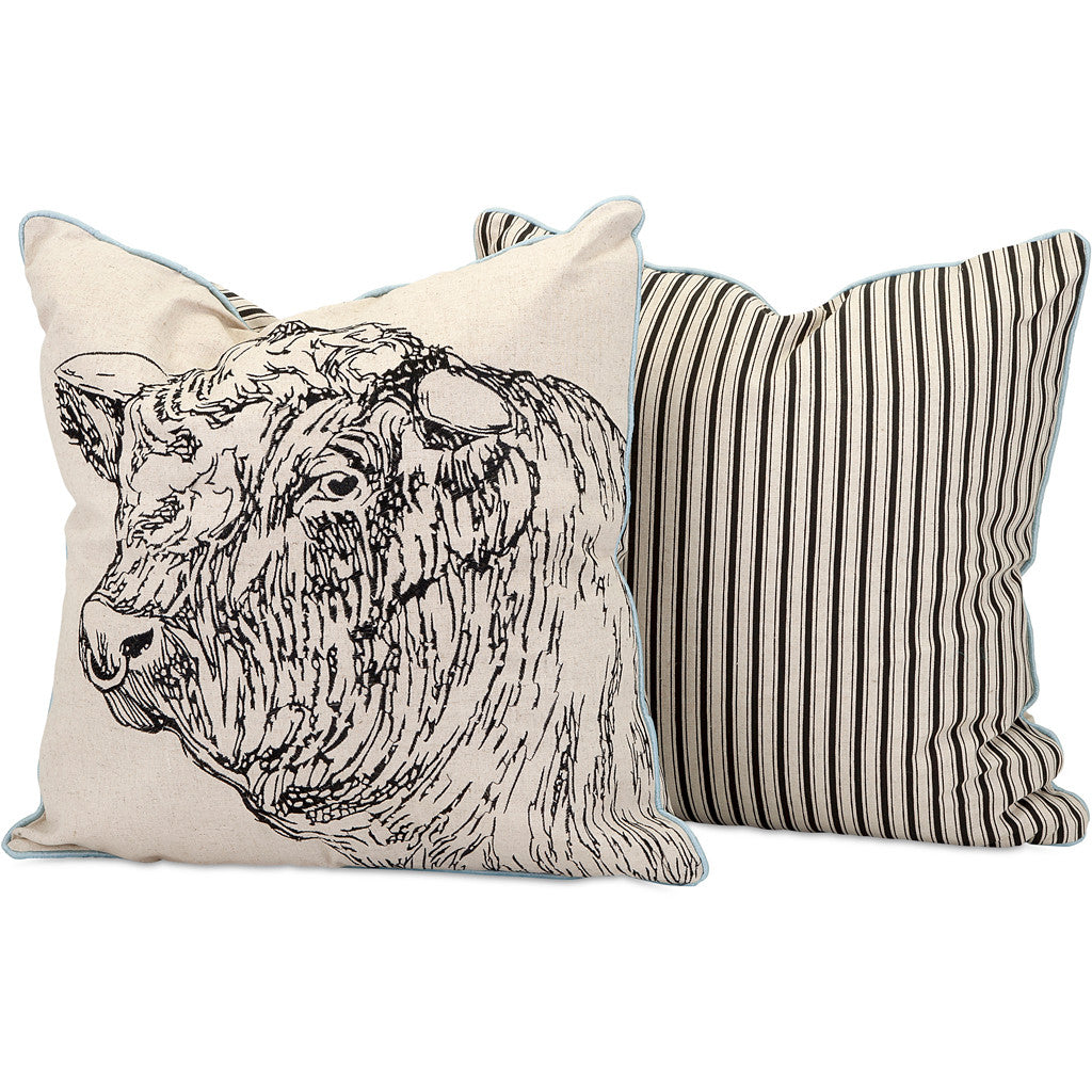 Jacobs Bull Embroidered Pillow