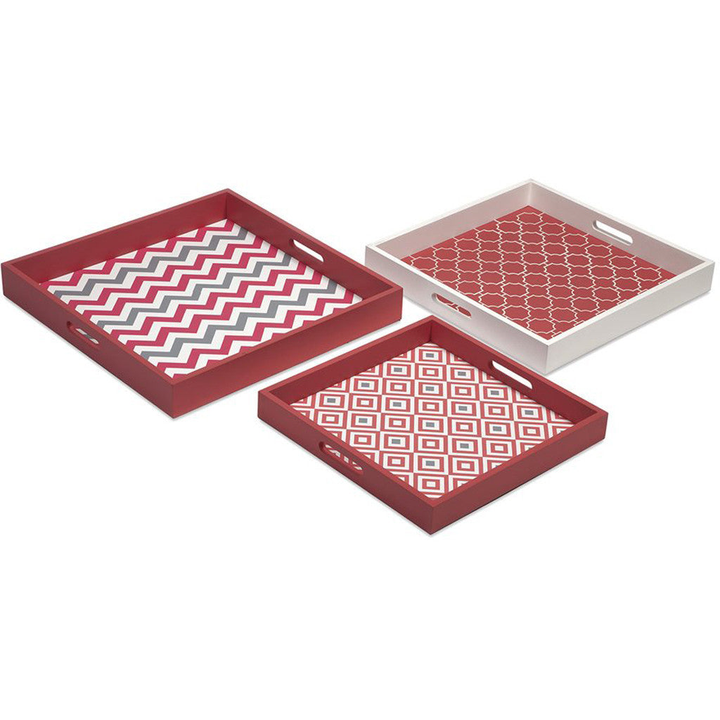 Elite Graphic Coral Trays (Set of 3)
