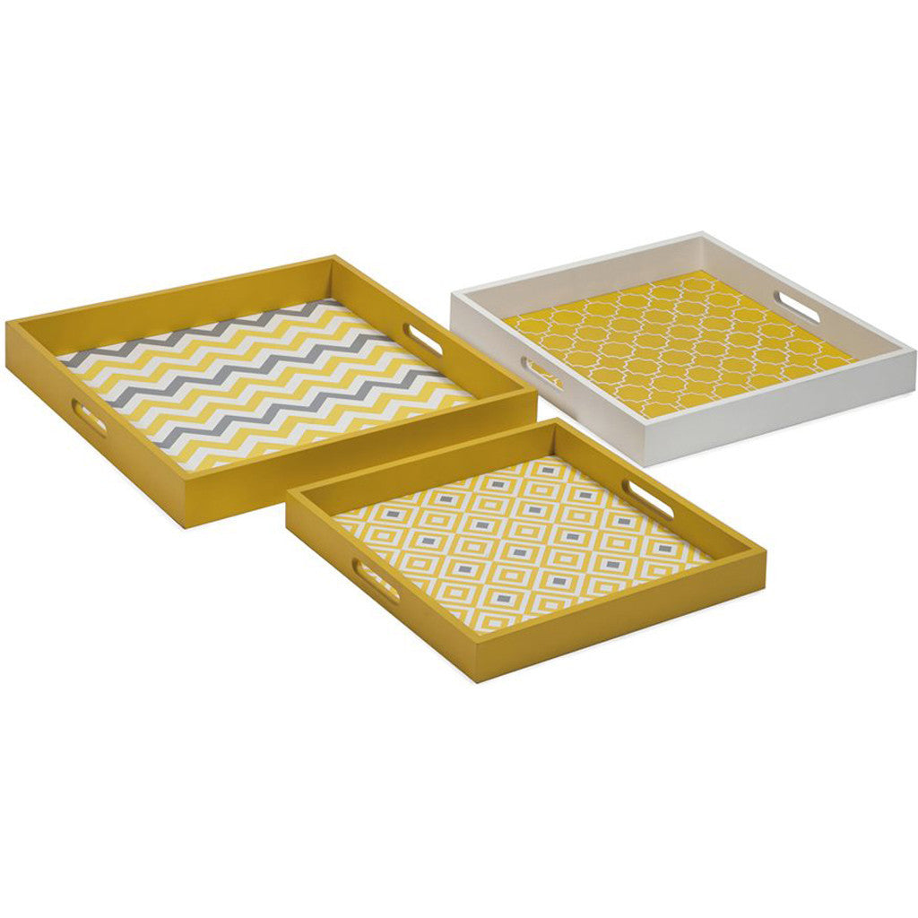 Elite Graphic Yellow Trays (Set of 3)