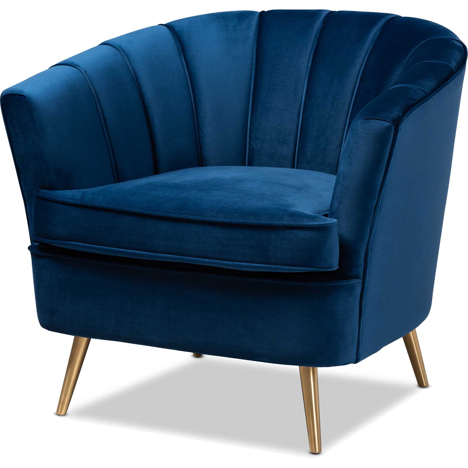 Emara Velvet Fabric Upholstered Chair Blue/Gold