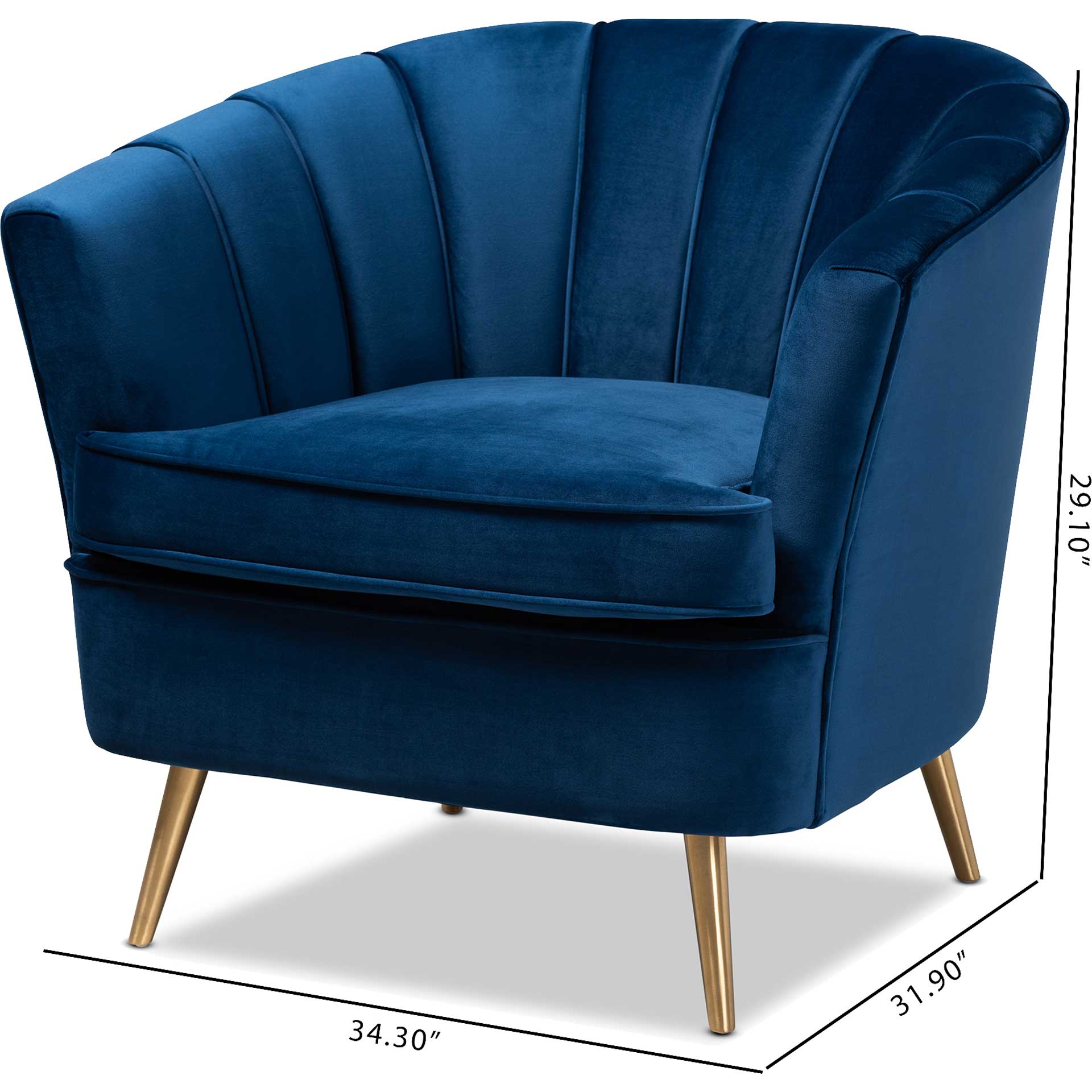 Emara Velvet Fabric Upholstered Chair Blue/Gold