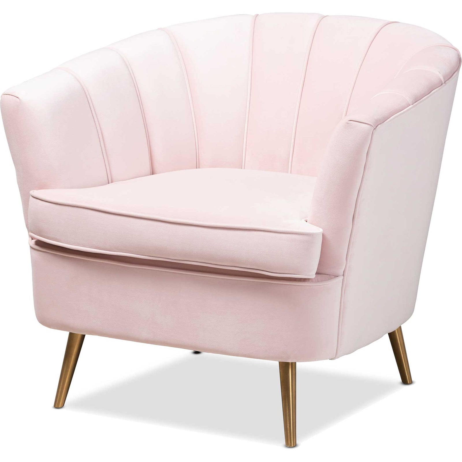 Emara Velvet Fabric Upholstered Chair Light Pink/Gold