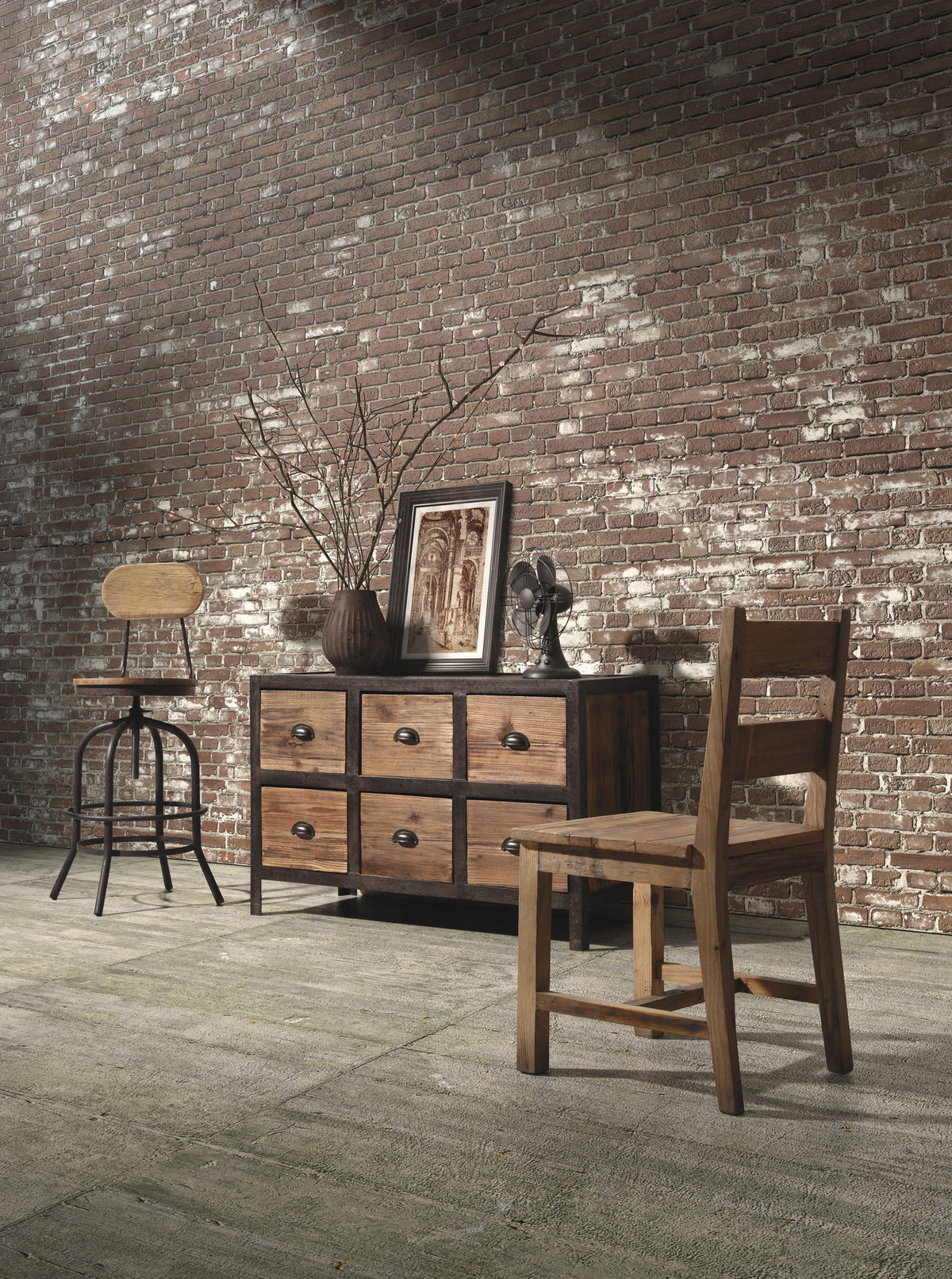 Franklin 6 Drawer Sideboard Distressed Natural