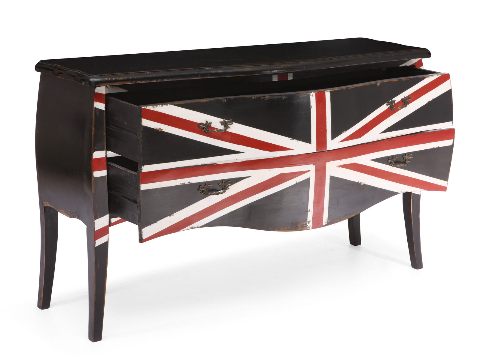 UK Large Cabinet Distressed Black