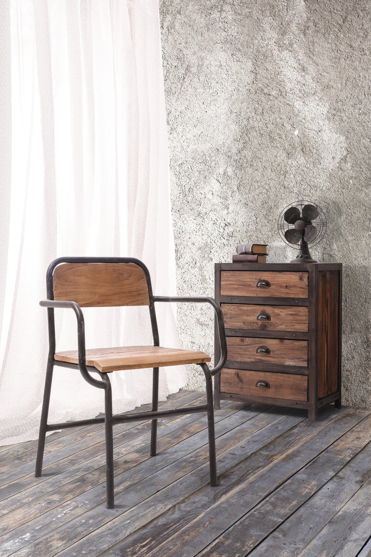 Franklin 4 Drawer Cabinet Distressed Natural