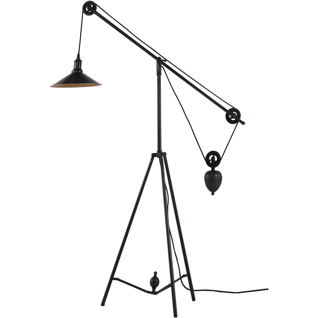 Pulley Floor Lamp Antique Black Gold