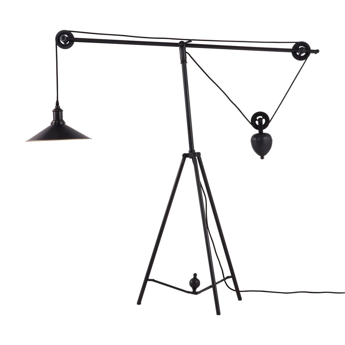 Pulley Floor Lamp Antique Black Gold