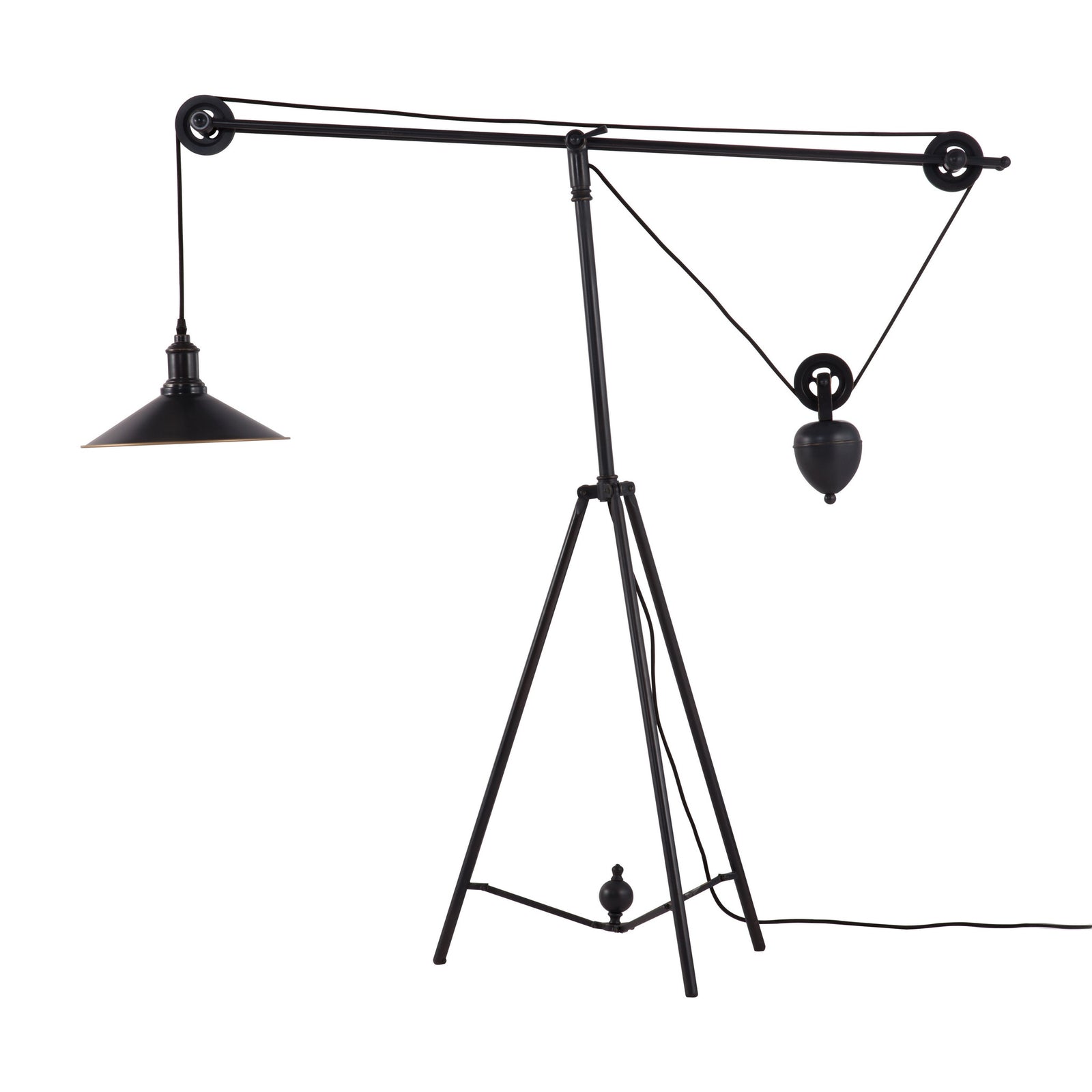 Pulley Floor Lamp Antique Black Gold