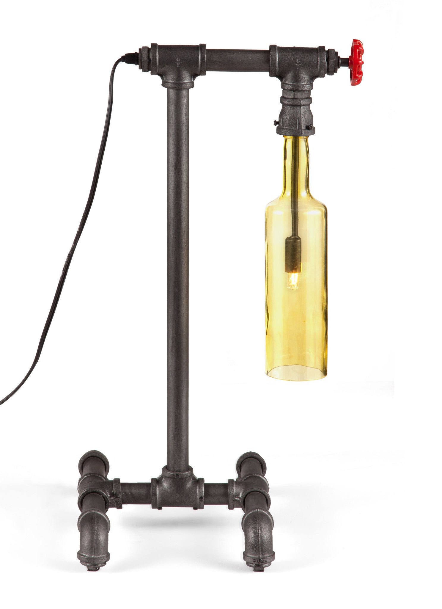 Amber Table Lamp Gray & Orange Glass